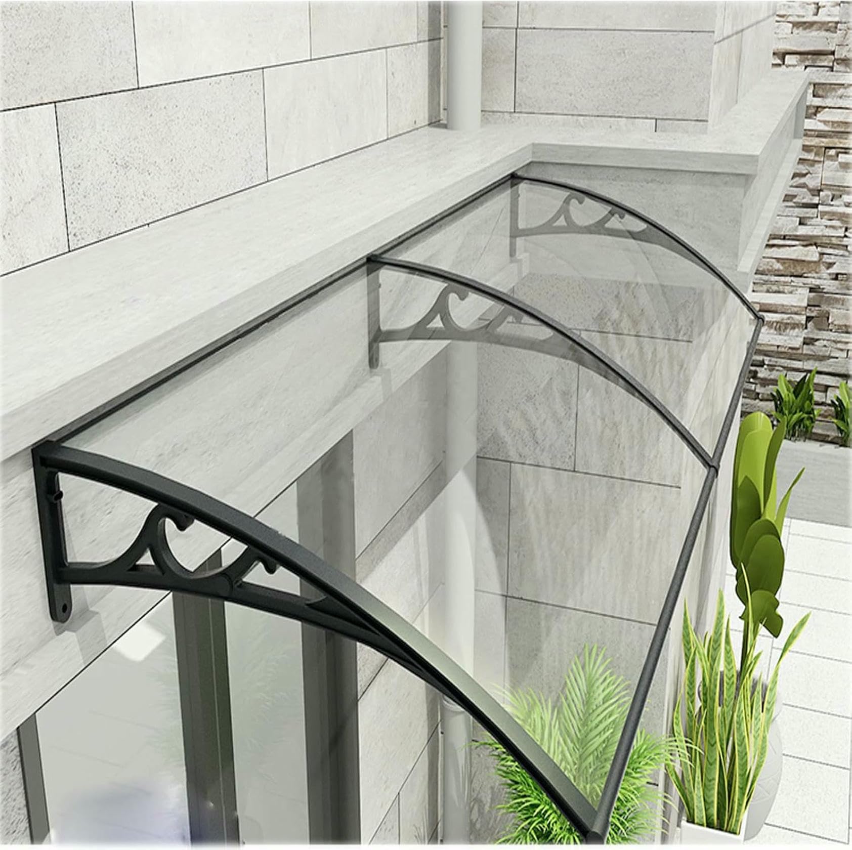 Toldo de policarbonato transparente con protección UV para cubierta de entrada