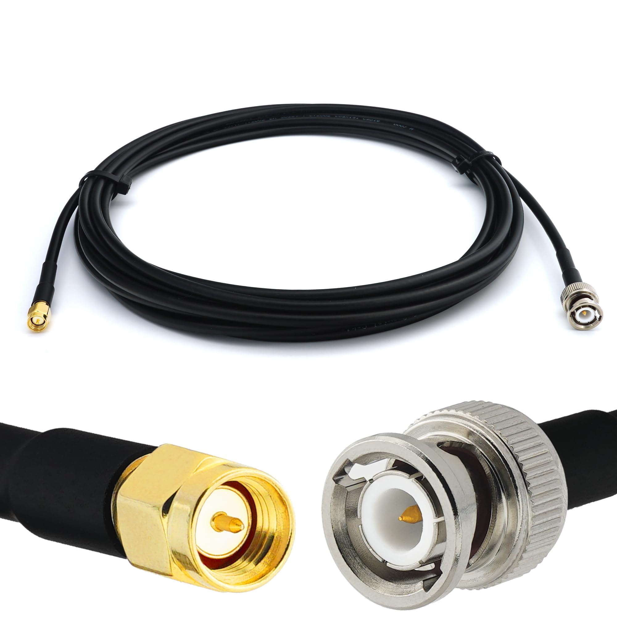 RANGEFUL BNC Mâle vers SMA Mâle 1m câble coaxial RG58 50 Ohm — rallonge BNC SMA Extension Faible Perte Cable pour Antenne CB Radio Amateur Sans fil Radio WIFI adaptateur UHF VHF
