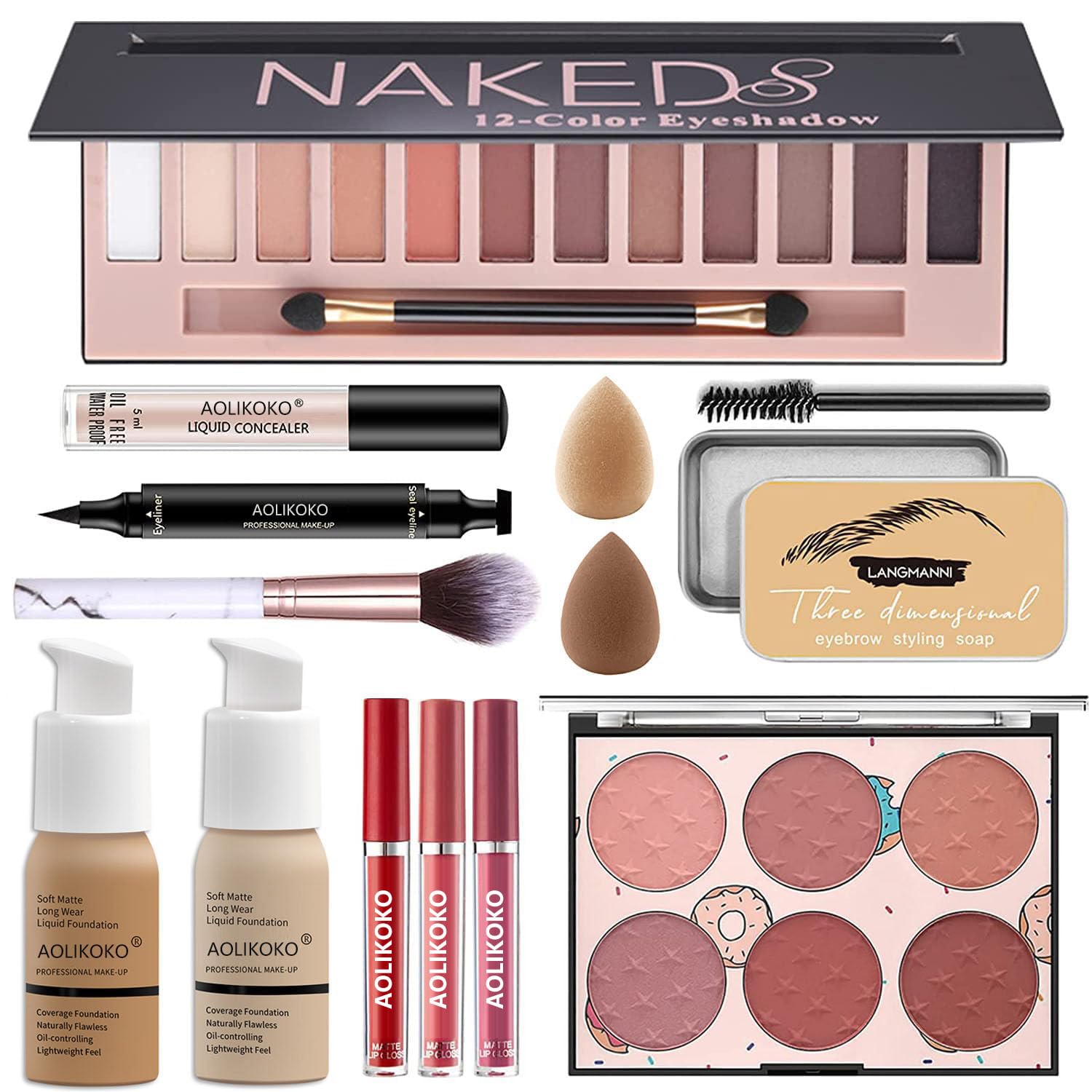12-Color Pro Makeup Kit for Women – Eyeshadow, Foundation, Lipstick, Blush, Brushes, Eyeliner Stamp 12-Color Pro Makeup Kit for Women – Eyeshadow, Foundation, Lipstick, Blush, Brushes, Eyeliner Stamp