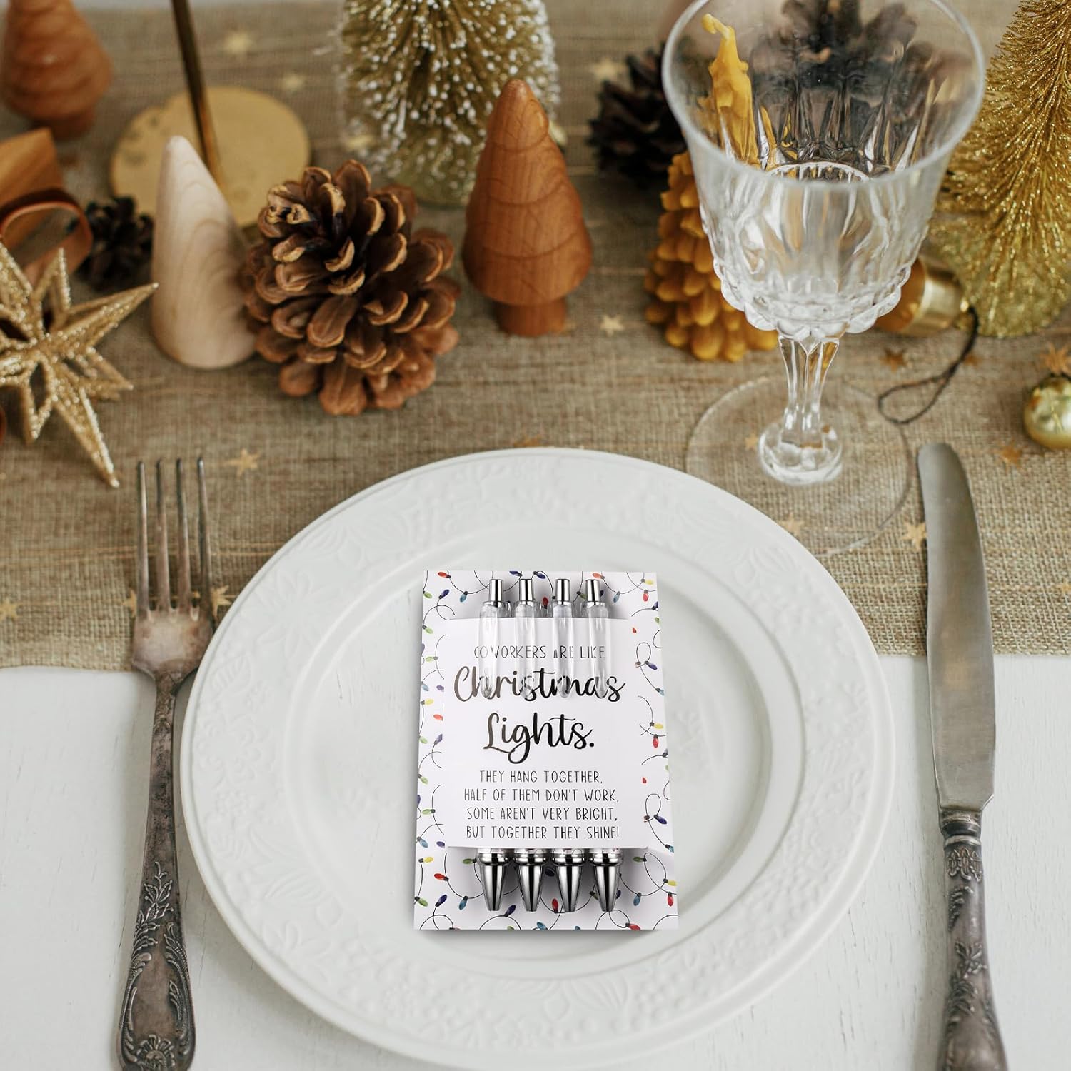 75 Pcs Snowflake Pens for Coworkers Bulk Winter Ballpoint Pens with Thank You Cards Teacher Appreciation Gifts for Coworker Employee Team Staff Office (Xmas Light String) - Image 5