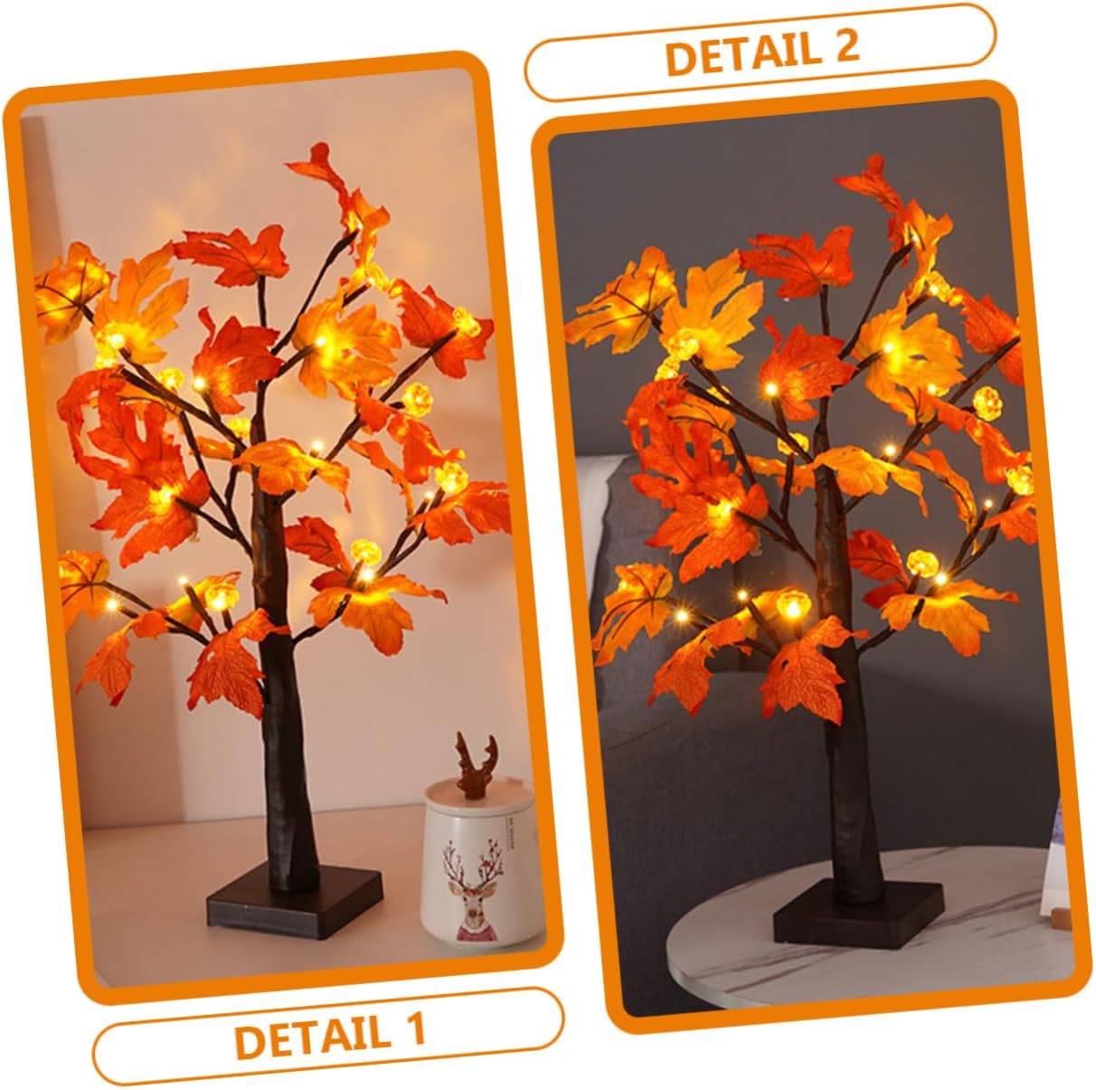 Cabilock Maple Leaves Led Tree Light for Indoor Decor Warm Branches Lamp for Thanksgiving and Holiday Parties Compact and Stylish Decorative Lighting