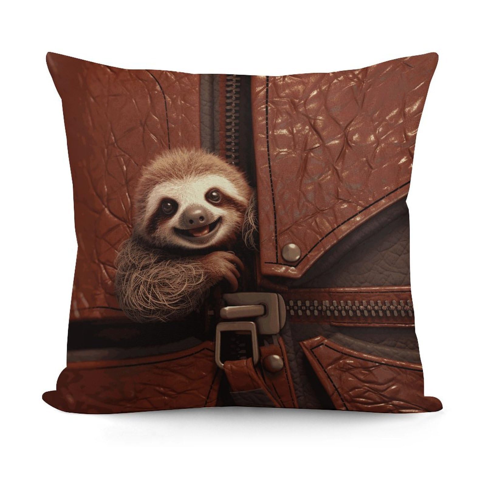 Adfgyerh Style Sloth On Zipper Decorative Pillow Covers, Throw Pillow Covers Soft For All Seasons, Pillowcases For Couch Living Room Sofa Bedroom 18X18 Inch