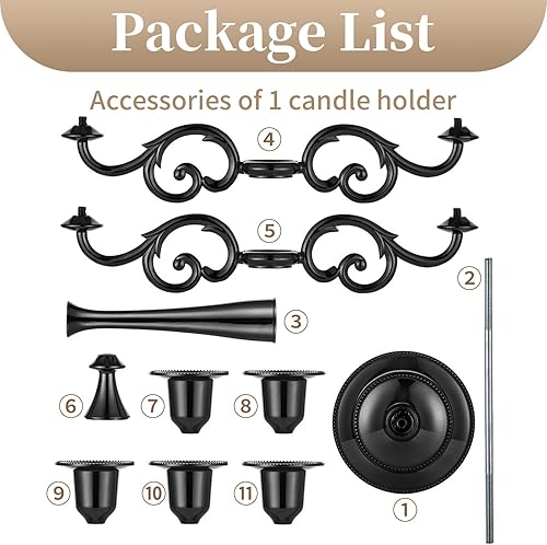 Miniatura 8 de Sziqiqi Candelabro de Halloween - Portavelas de 5 brazos, soportes para velas cónicas para velas cónicas a la luz de las velas, cena, fiesta, boda,