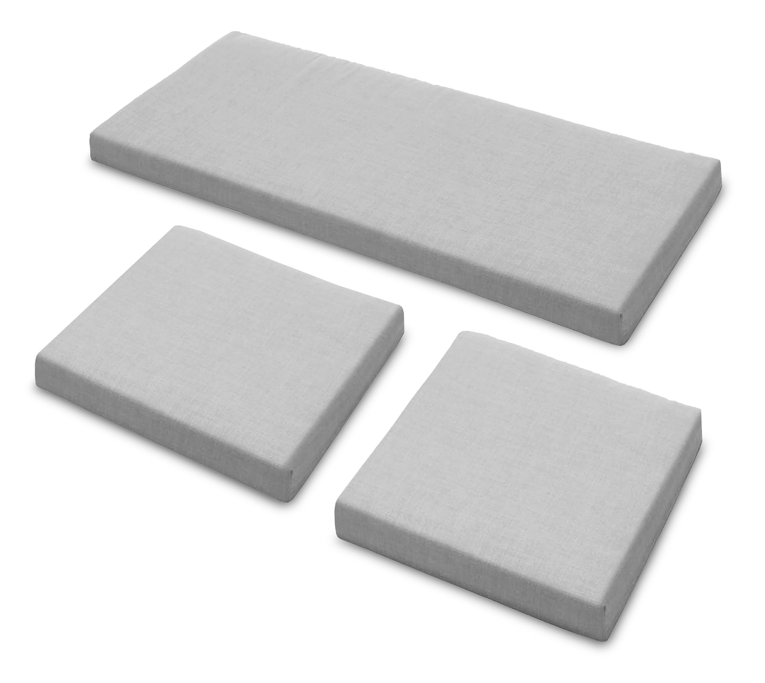 Sapphire Collection 3 Pieces Replacement Cushions Set for Rattan Chairs Sofa Patio Garden Outdoor Furniture - Water Resistant, Lightweight, and Durable - Multiple Colors Available (Silver)