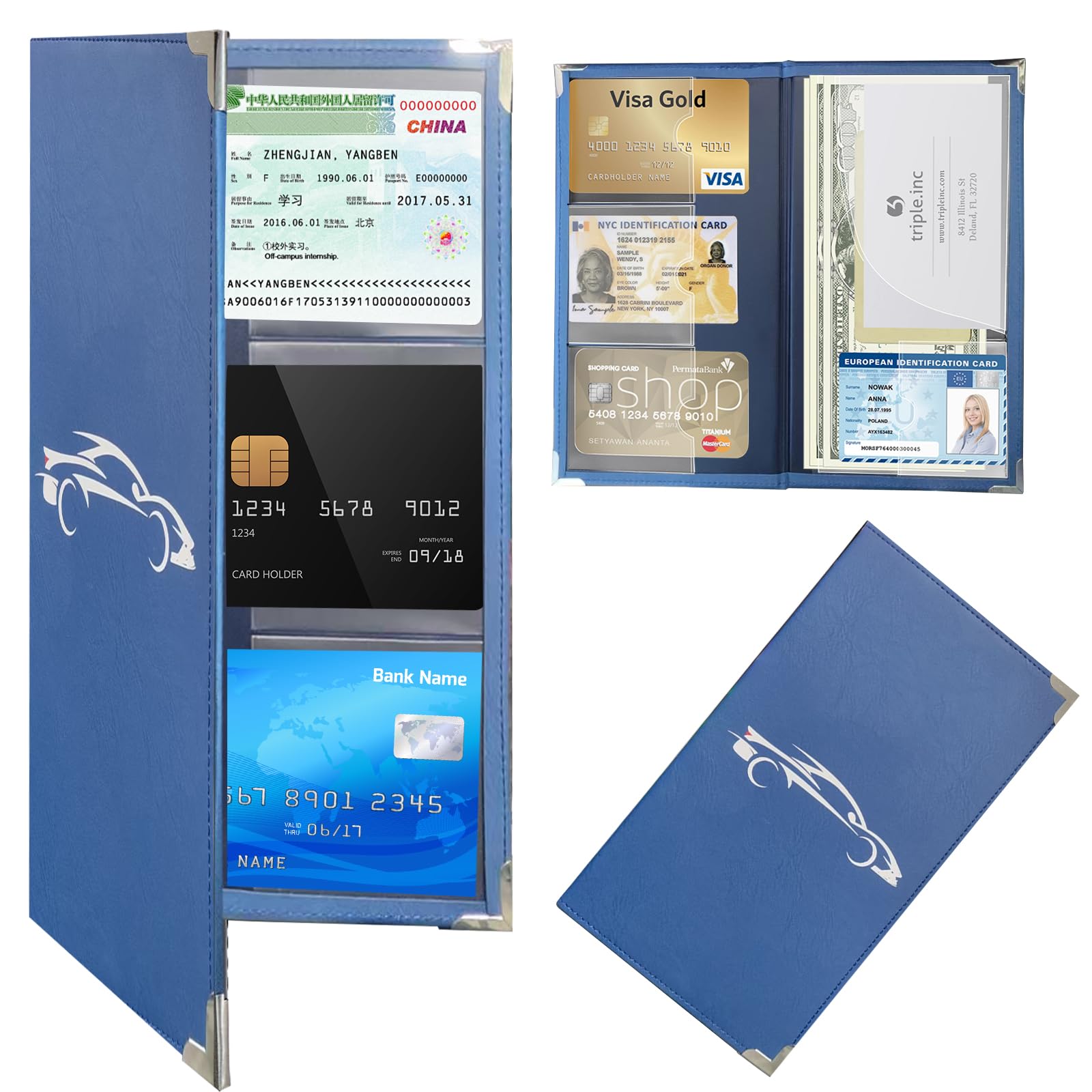 TYUTOSEG Car Registration and Insurance Card Holder,Car Document Holder Glove Box with Magnetic Shut For Documents, Cards, License