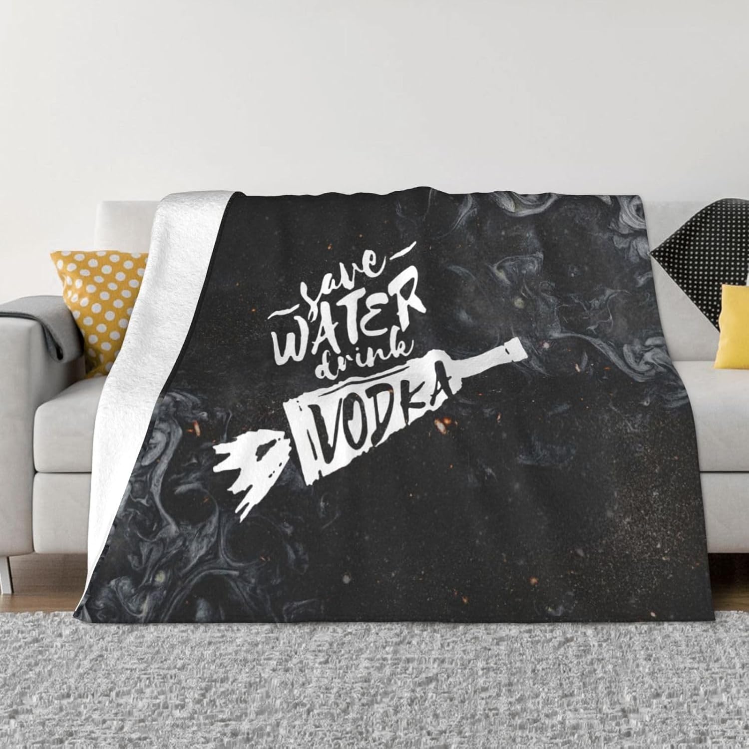 Save Water Drink Vodka Throw Blankets Soft Cozy Large Blanket, for Couch Bed Home Decor 80"x60"