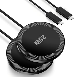 MagSafe 25W Magnetic Wireless Charger Fast Charging Pad for iPhone | Compatible with iPhone 17 17e 16 15 14 Pro Max Google Pixel 10, Slim Compact, For Desk Bedside Travel, Black - 2Pack