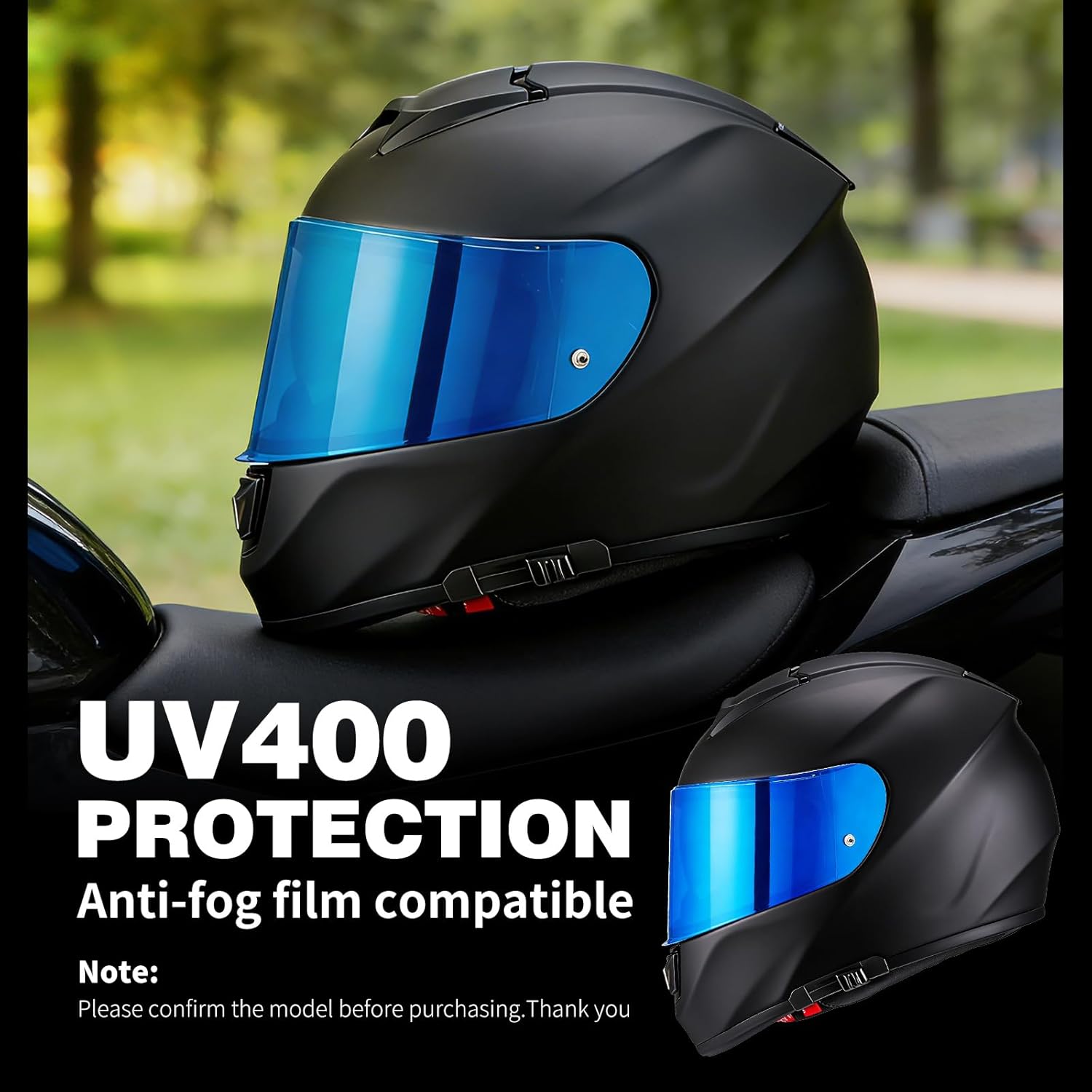 VCOROS Helmet Visor Shield For SEDICI Strada II and For Strada 3 FF397 FF801 Motorcycle Helmets visor For FT2 VECTOR Helmets (Chrome Blue)