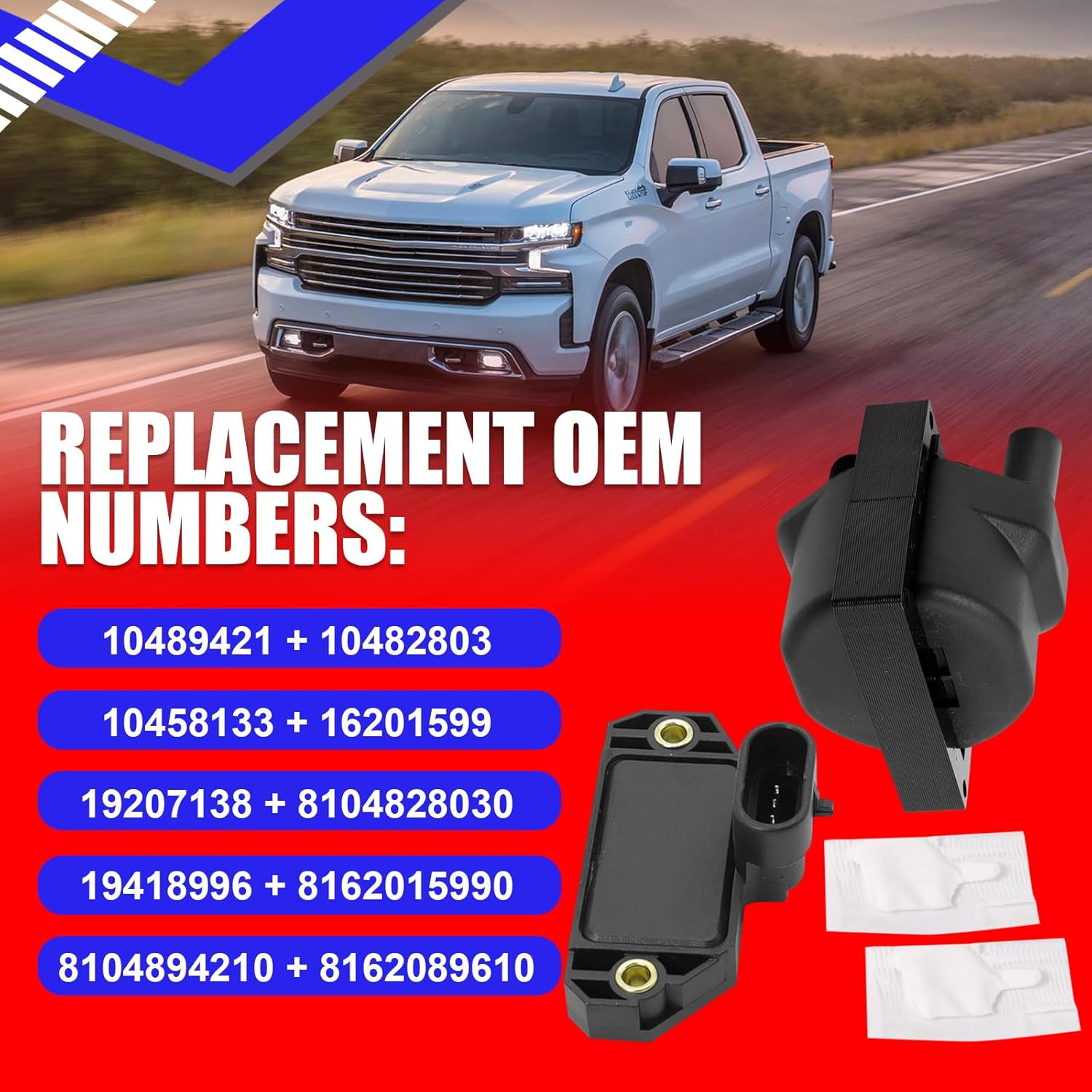 SMMS Ignition Coil Ignition Control Module Kit for Chevrolet, for GMC, for Cadillac, for Pontiac, for Isuzu, for Buick, 1996-2007, Replaces OE: 10489421 + 10482803