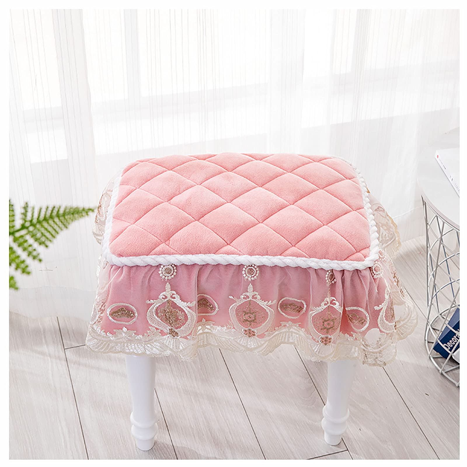 Coussin de chaise rectangulaire rose dentelle 35x50 cm lot de 2