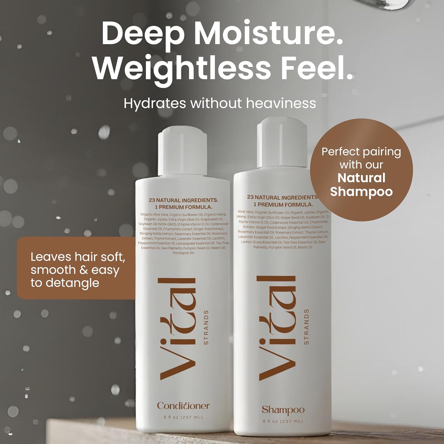 Natural Hair Conditioner for Women (8 fl oz) - Acondicionador para Cabello - 23 Premium Ingredients, Silicone & Sulfate Free Formula with Aloe Vera, Jojoba, Neem, Rosemary