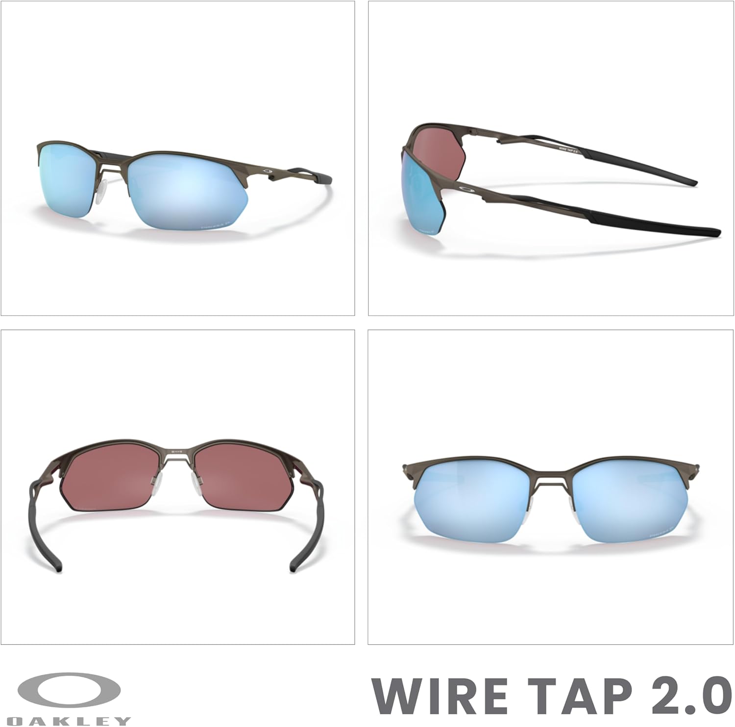 Oakley Wire Tap 2.0 OO4145 Rectangle Sunglasses for Men+ Bundle Accessory Leash Kit, Microfiber Pouch