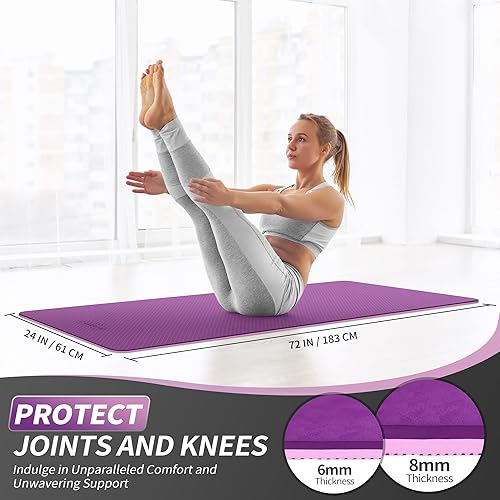 Miniatura 2 de CAMBIVO Tapete de yoga para mujeres, hombres y niños, 13, 14 y 25 pulgadas, extra grueso, antideslizante, 72 x 24 pulgadas, tapete de yoga de