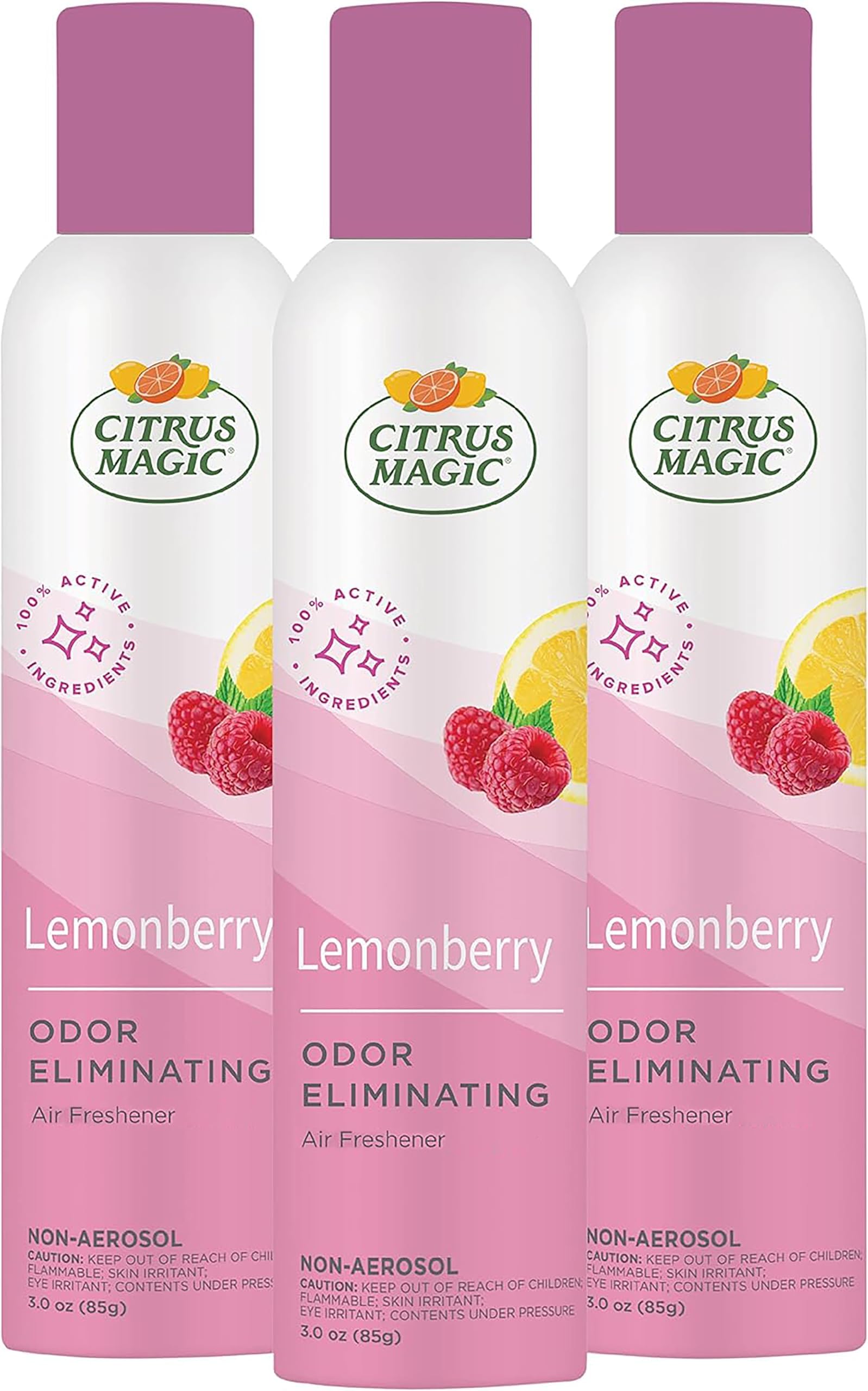 Citrus Magic Natural Odor Eliminating Air Freshener Spray Lemonberry, Pack of 3, 3.0-Ounces Each