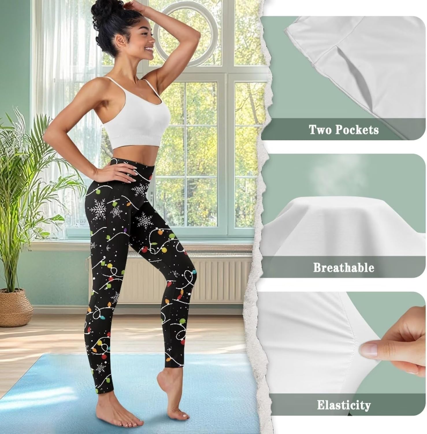 AFPANQZ Leggings with Pockets Women High Waisted Casual Butt Lift Leggings for Winter Fall Gym Yoga Fitness Workout Pants - Image 6