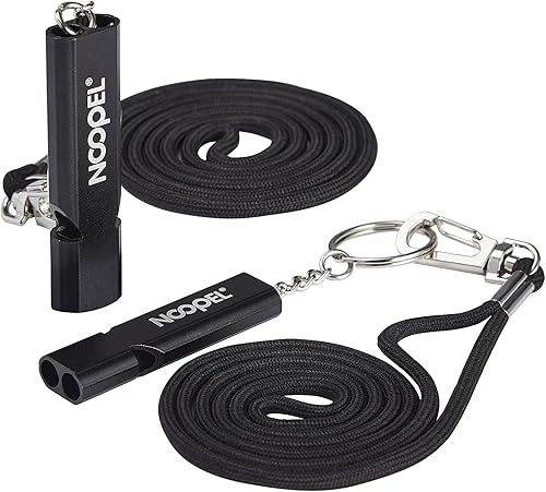Noopel Silbatos de emergencia con cordón y llavero para acampar al aire libre, senderismo, barco, caza, pesca, kayak, rescate para niños,