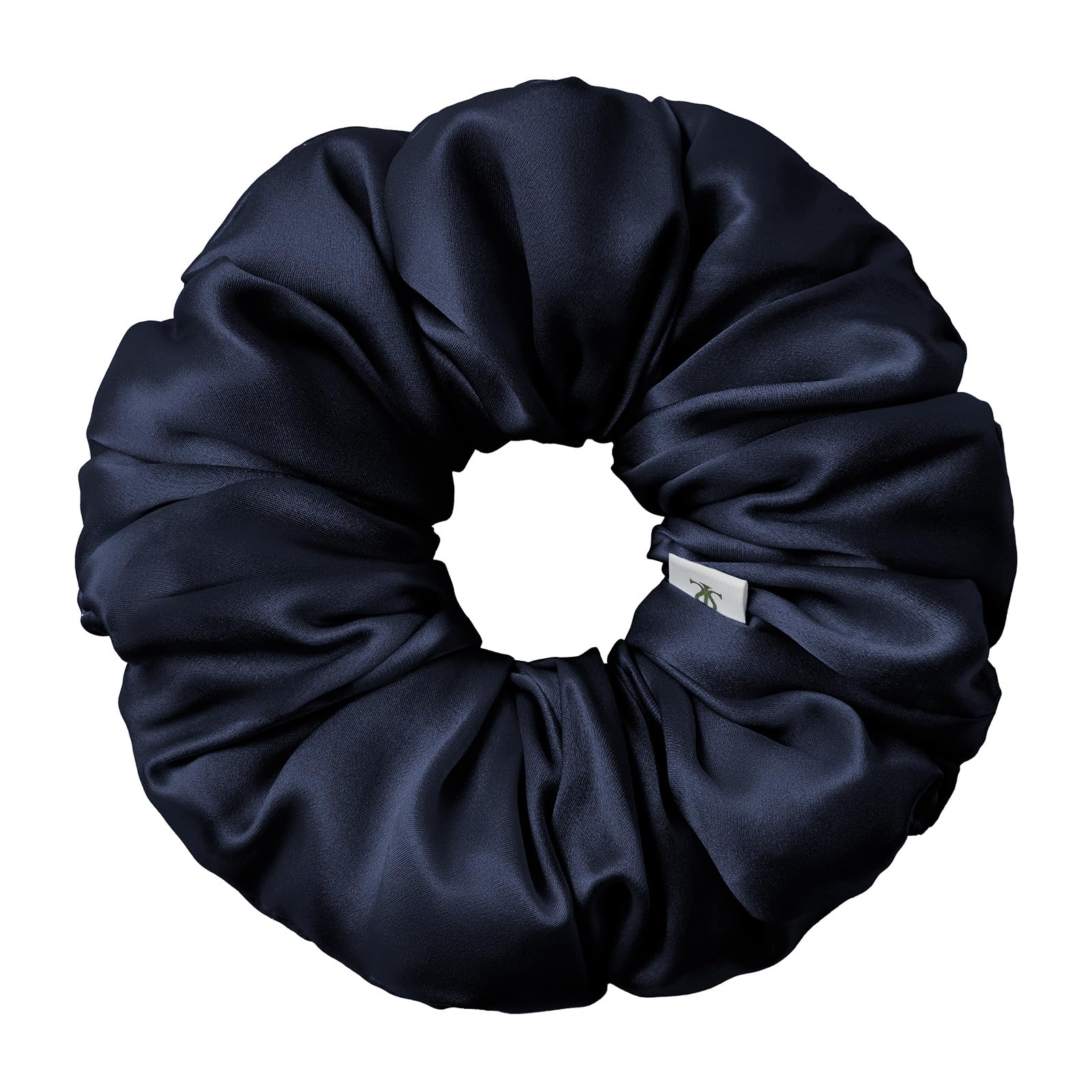 LILYSILK Women's 100% Mulberry Silk Big Hair Scrunchies Ladies Pure Silk Filled Giant XL Ponytail Holder Oversized Elastic Hair Tie Band Large Jumbo Hair Bobble for Breakage Prevention Navy Blue