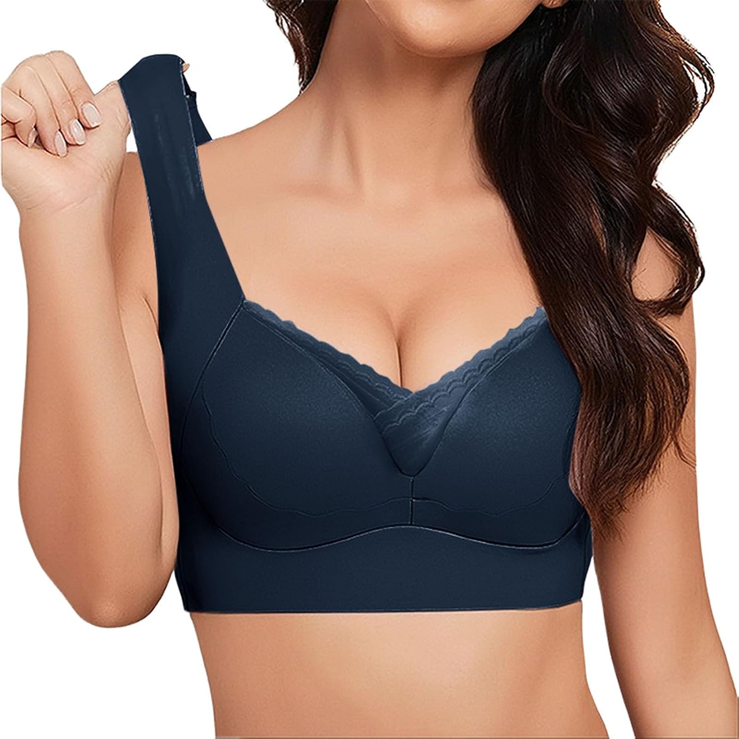 Large Size Without Ring Lace Vest Underwear Thin Side Side Breasts Gathered Adjustable Bra No Show Sports