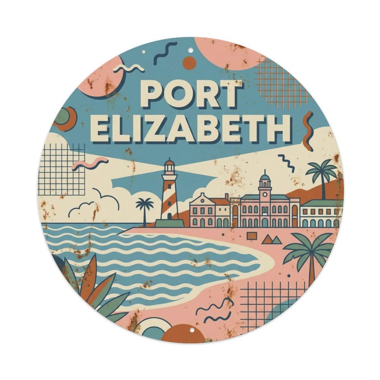 Este 8X8inch Style Travel Vintage South Africa Port Elizabeth Metal Tin Sign