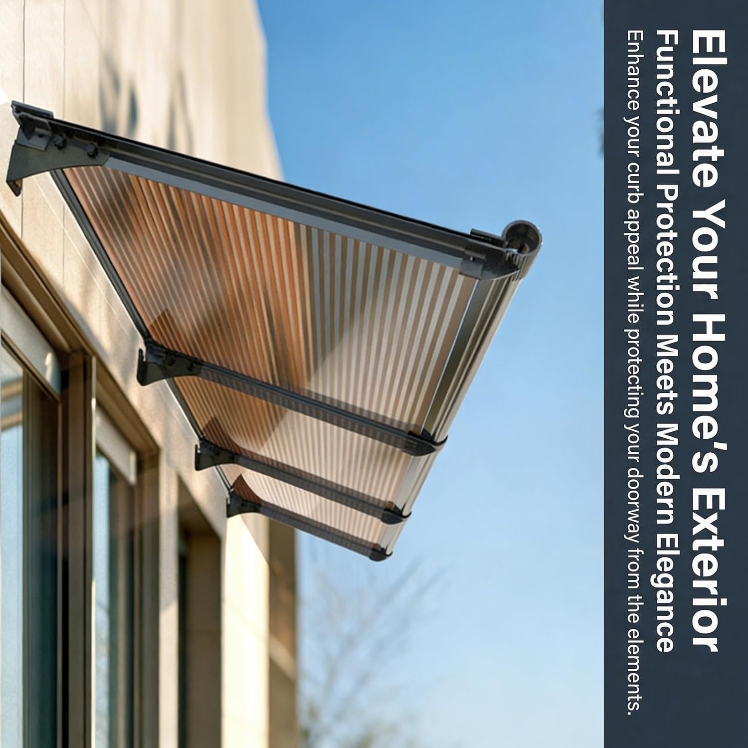 Outdoor Door Canopy Awning - Polycarbonate Patio Awning for Rain & Snow Protection, 130x160cm (51x63in) - Perfect for Entrance, Balcony, and Courtyard