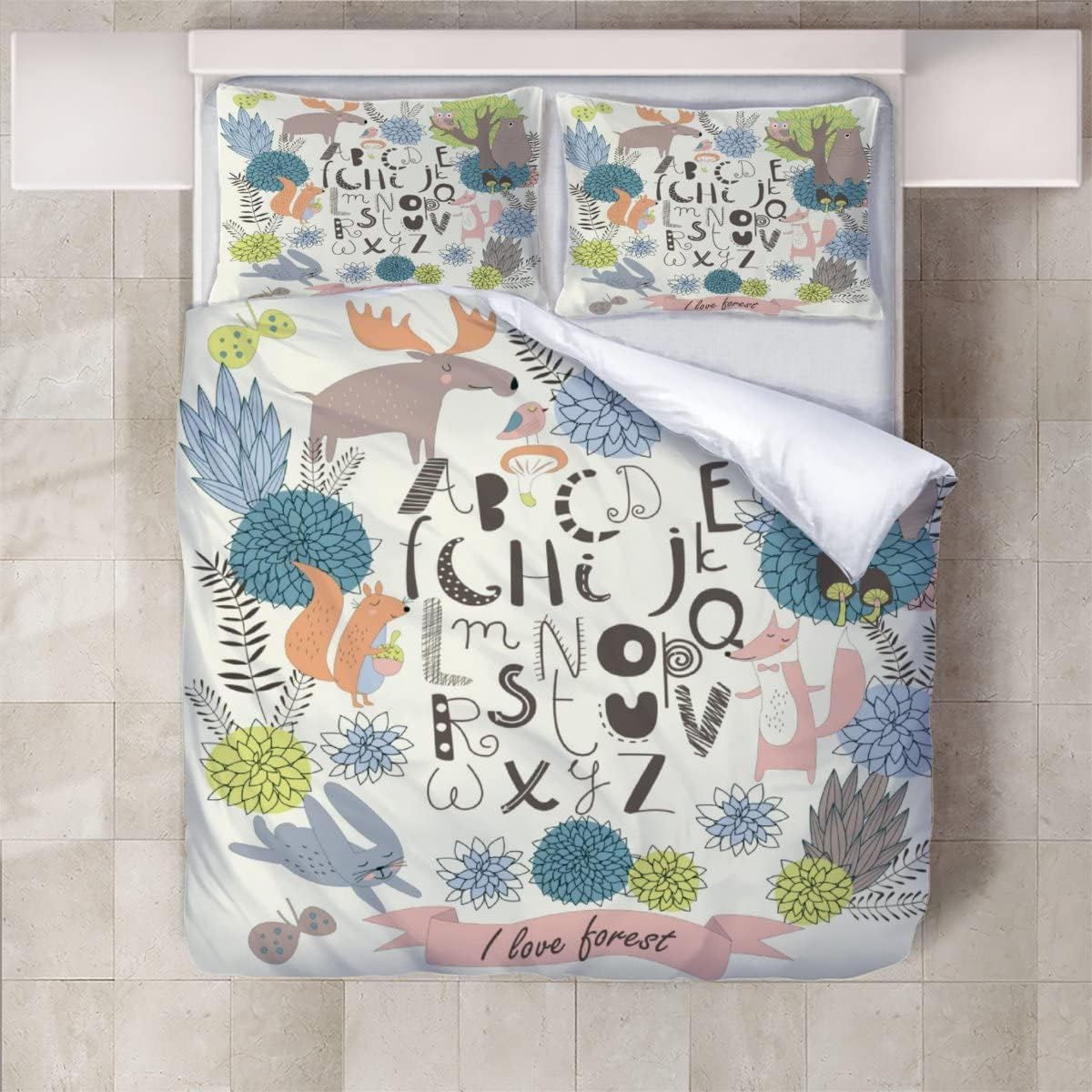 Bedding Duvet Cover 3D Cute Animals Quilt Cover Ultra Soft 3D Pattern Comforter Cover Colorful Home Decoration（95"X86"）