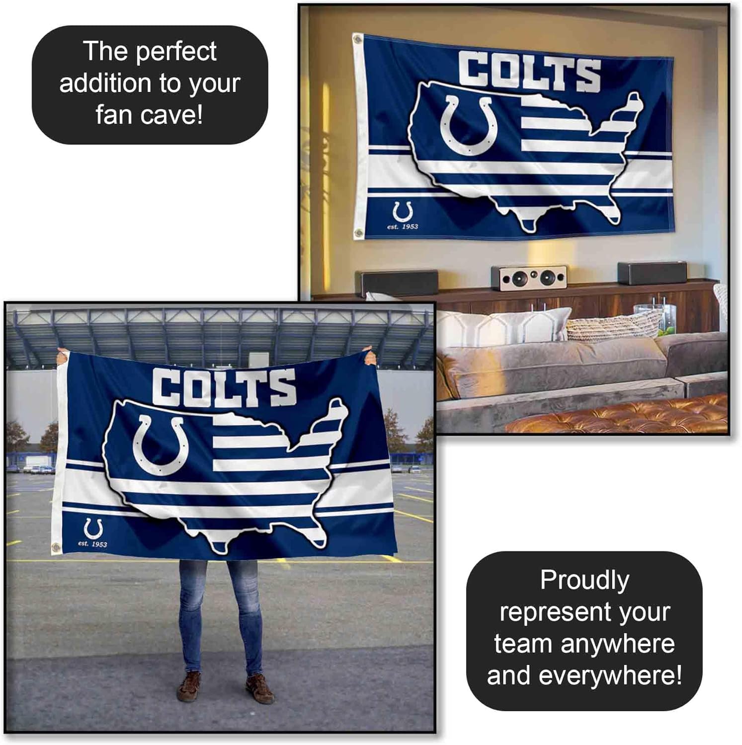 Indianapolis Colts Nation USA American Country 3x5 Flag