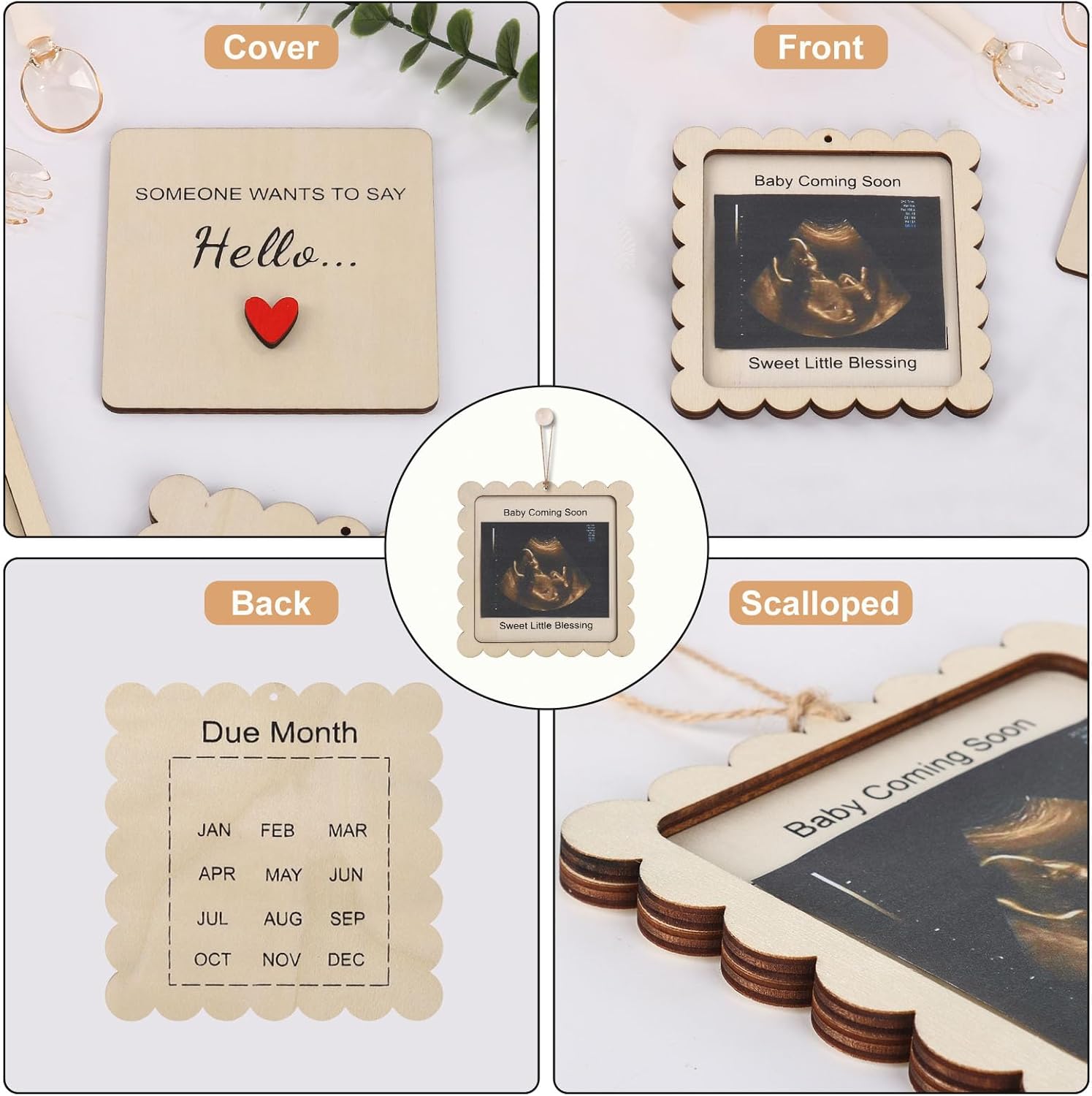 Scalloped Pregnancy Announcement Box for Grandparents with Sign - Baby Coming Soon Gift, Holds 3x4 Ultrasound Photo, Surprise Reveal Keepsake for Parents - Image 6