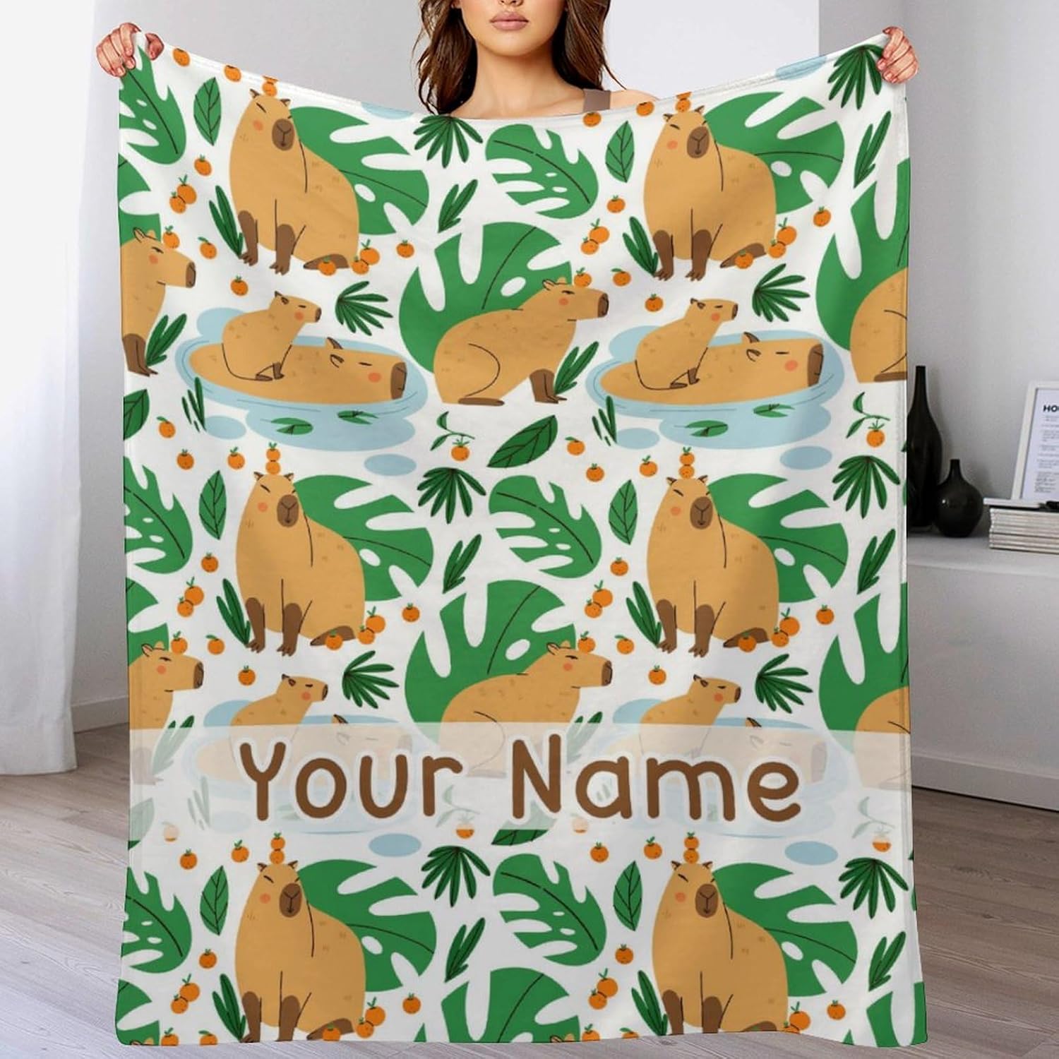 Custom Capybara Blanket - Soft Flannel Capybara Blankets for Teens Adults Women Men Capybara Lovers - Warm Capybara Throw Blankets for All Season Lap, Chair, Sofa - 70"x50"