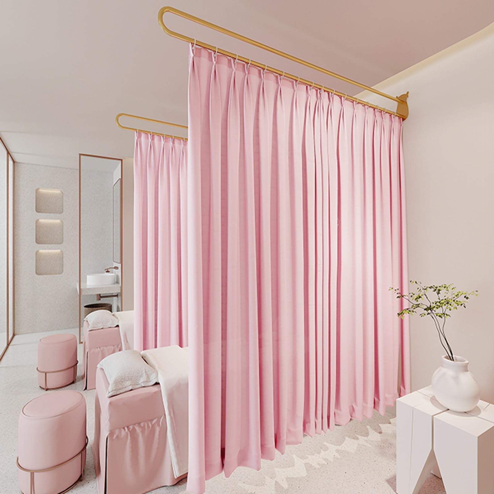GLDYTVF d Curtain Rod WallMounted Partition for PrivacyIdeal Divider for Salons Health Centers and Living RoomsStylish and Functional Room Separation Solution