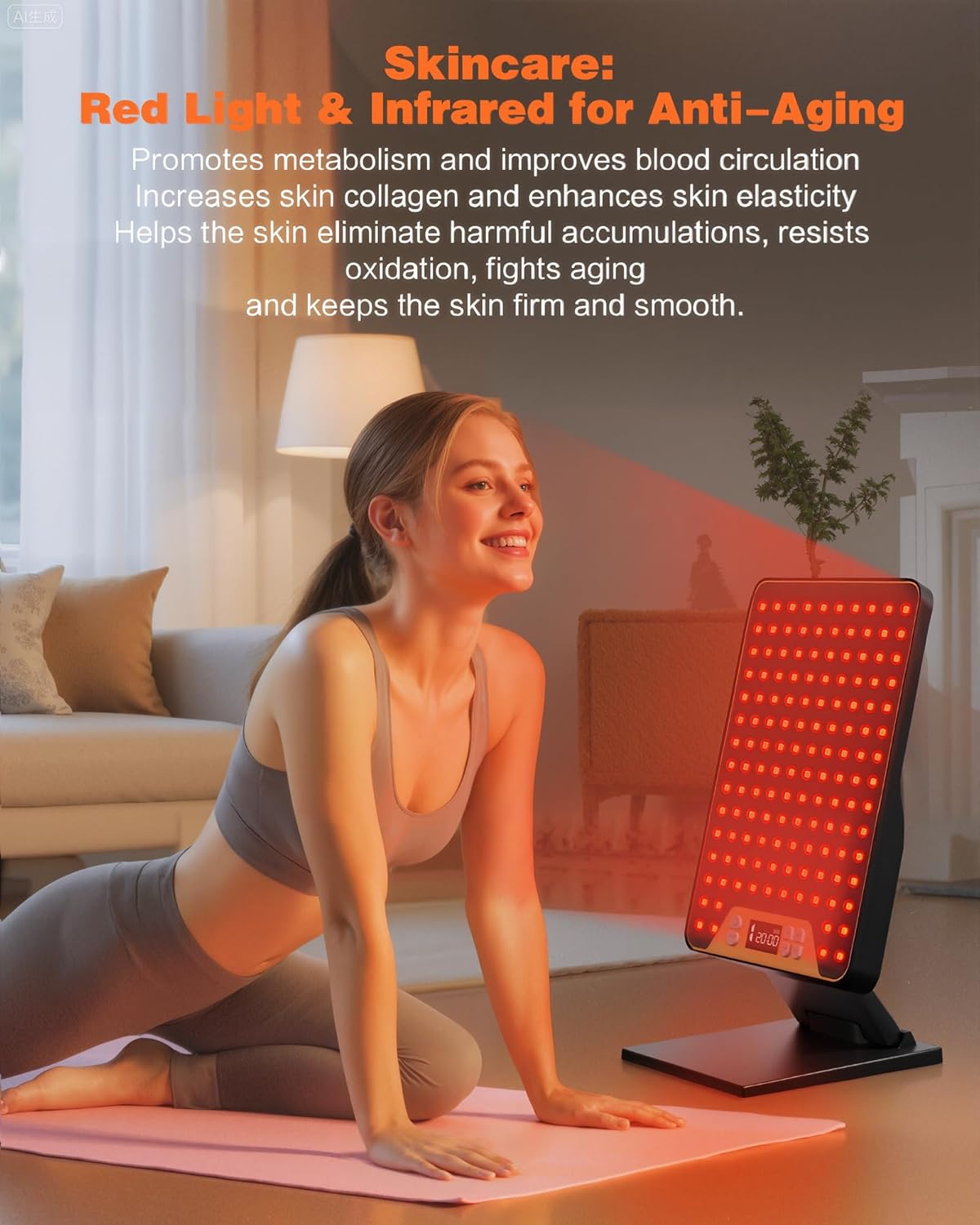 POOKIEGSSRedLight Therapy, Rechargeable InfraredRed Lamp with Triple Chip138LEDs, Adjustable Red Light 630/660 / 850nm。Light Therapy lamp for Body, for face - Image 8