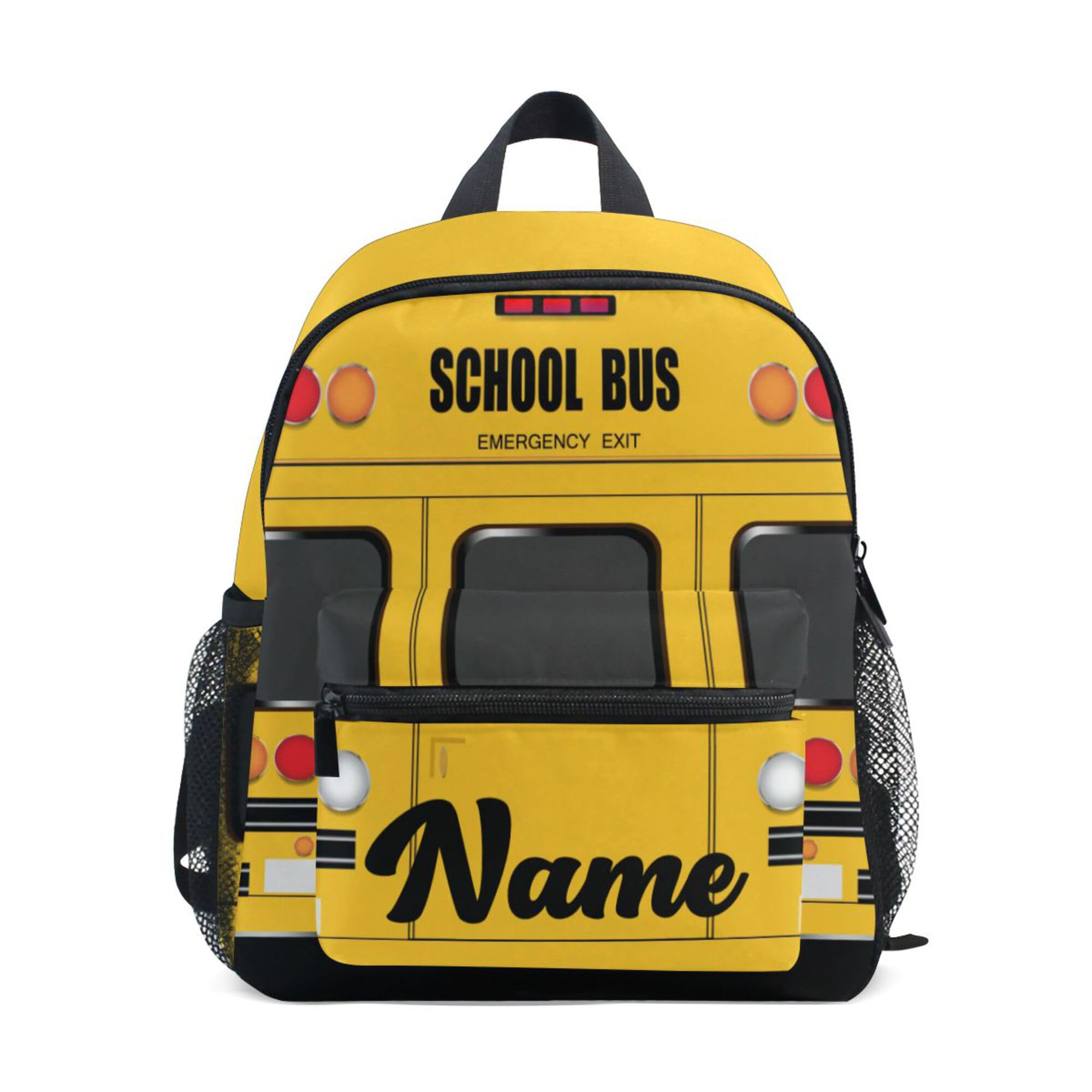 Fisyme Custom Toddler Backpack School Bus School Bag Kids Daypack for Kindergarten Preschool Nursery Girls Boys, M