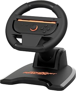 SUBSONIC - Lenkrad für Joy-Con Nintendo Switch und Switch 2 - Klappbares Lenkrad mit Ständer und Saugnapfhalterung kompatibel mit Joycon Switch und Switch 2 – Schwarz
