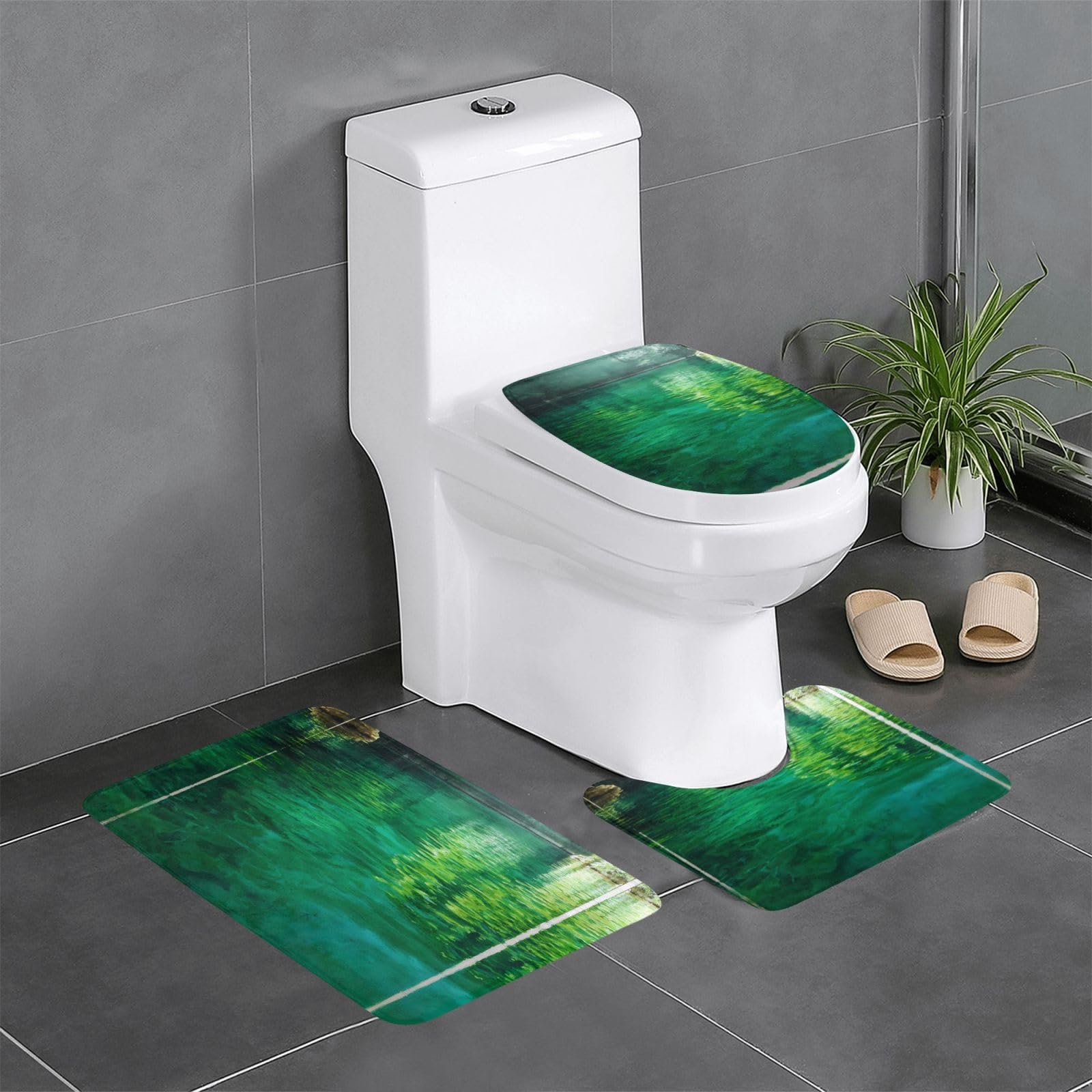 Tapis de salle de bain ovale et rectangulaire Green Lake pour coin coiffeuse