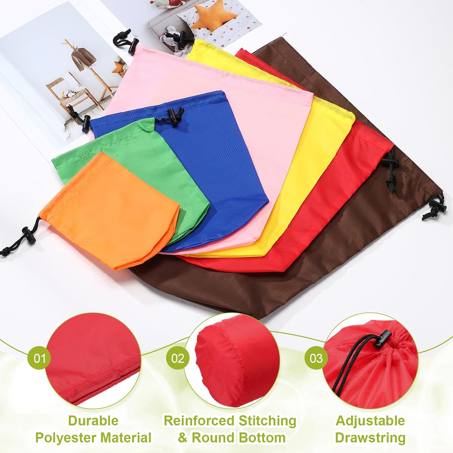 Drawstring Bag with Toggle, Cinch and Ditty Pouch Portable Outdoor Products Ditty Bag 5x10in & 2Pcs & Orange - Fit For(Backpacking/Camping/Traveling)