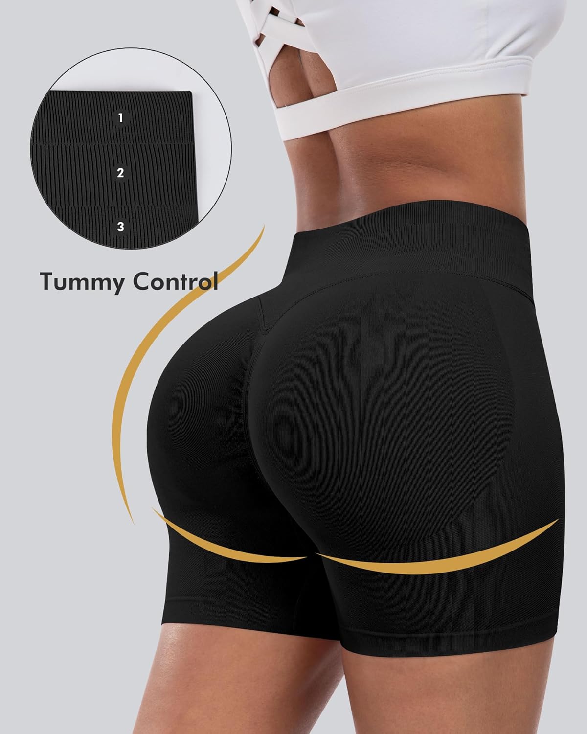 CHRLEISURE Workout Gym Biker Shorts, High Waisted Butt Lifting Scrunch Butt Sports Seamless Shorts Sets 4 Piece - Image 3