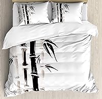 Vista 46 de Ambesonne Juego de funda de edredón color menta, líneas onduladas horizontales a rayas blancas abstractas de tonos suaves, exhibición de arte