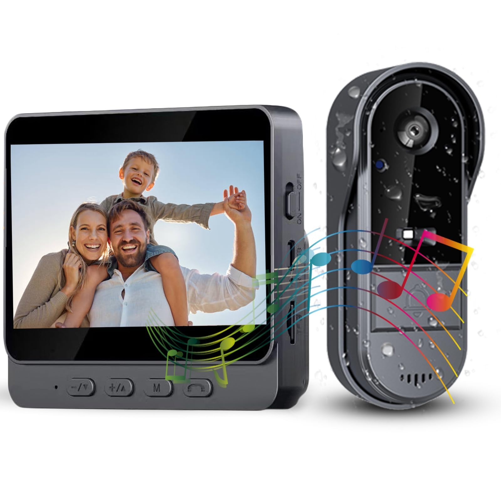Campanello senza fili esterno impermeabile Citofono senza fili 1080P con schermo IPS 4,3" Videocitofono senza fili Campanello con telecamera videocitofono audio bidirezionale NO APP, 0 Costi Mensili
