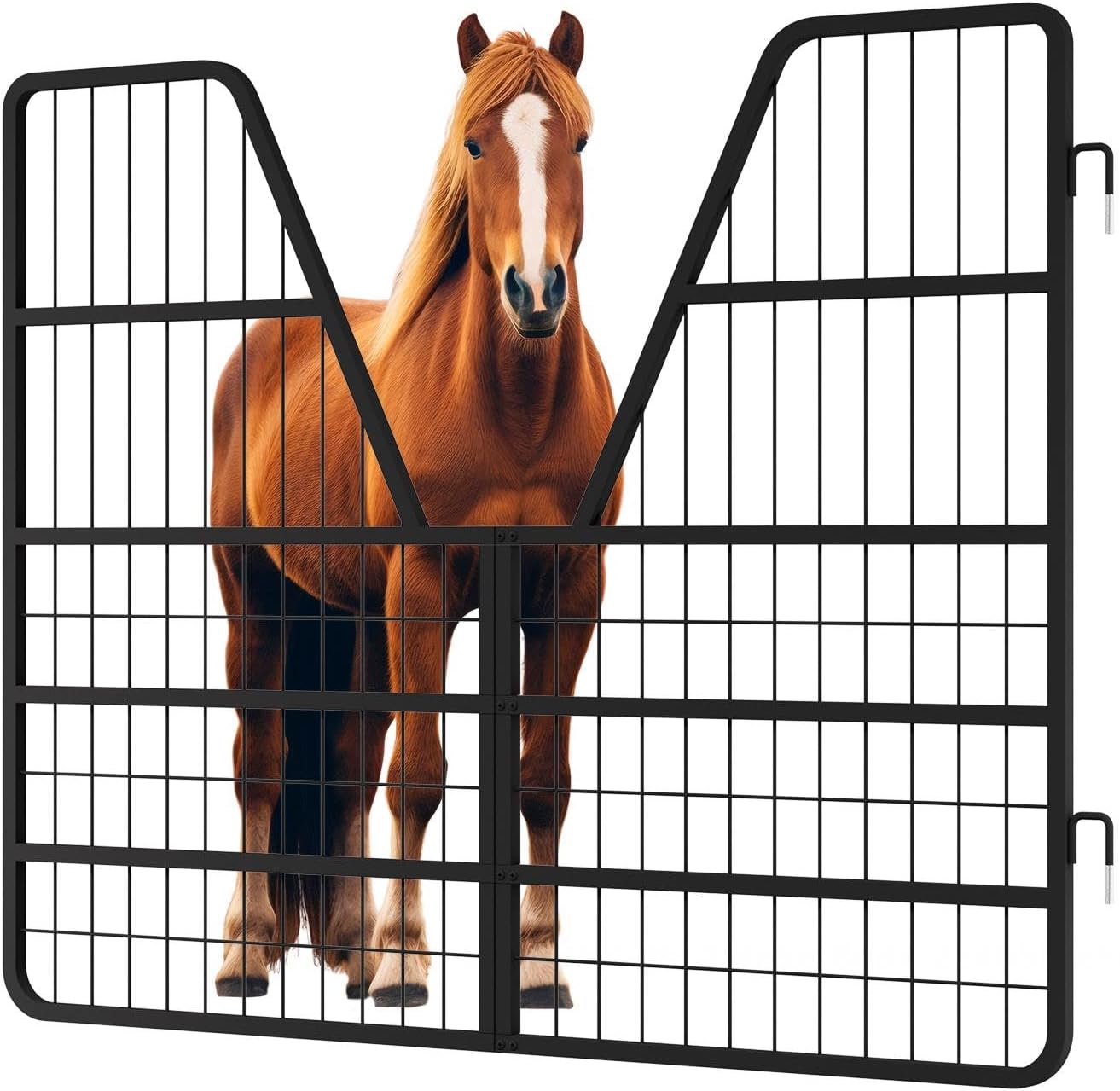 Steel Horse Stall Guard & Barn Gate - 48" Wx32 H, 0.8" Thick Frame Easy Install Ventilation Fence, Multi-Function Design,Horse Stall Guard for Horse Ranch, Arena, Bullring (48In x 32In)