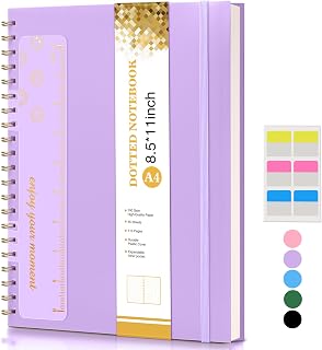 UEBZFOCS Large Spiral Dotted Notebook (8.5 x 11 Inches, 100 GSM)