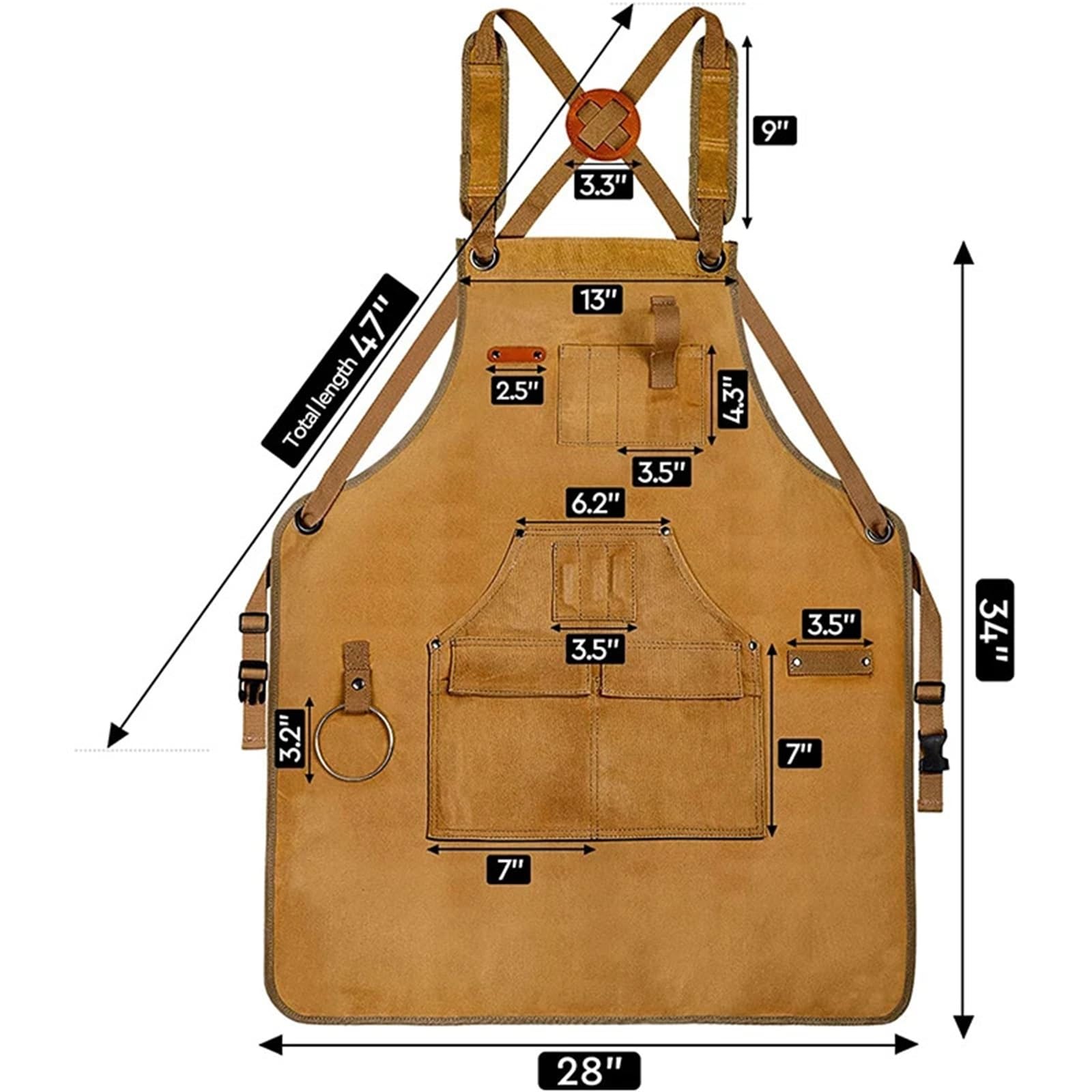 Tablier de jardinage et cuisine robuste unisexe en toile avec poches à outils bretelles croisées for le travail du bois la peinture pour Homme et Femme