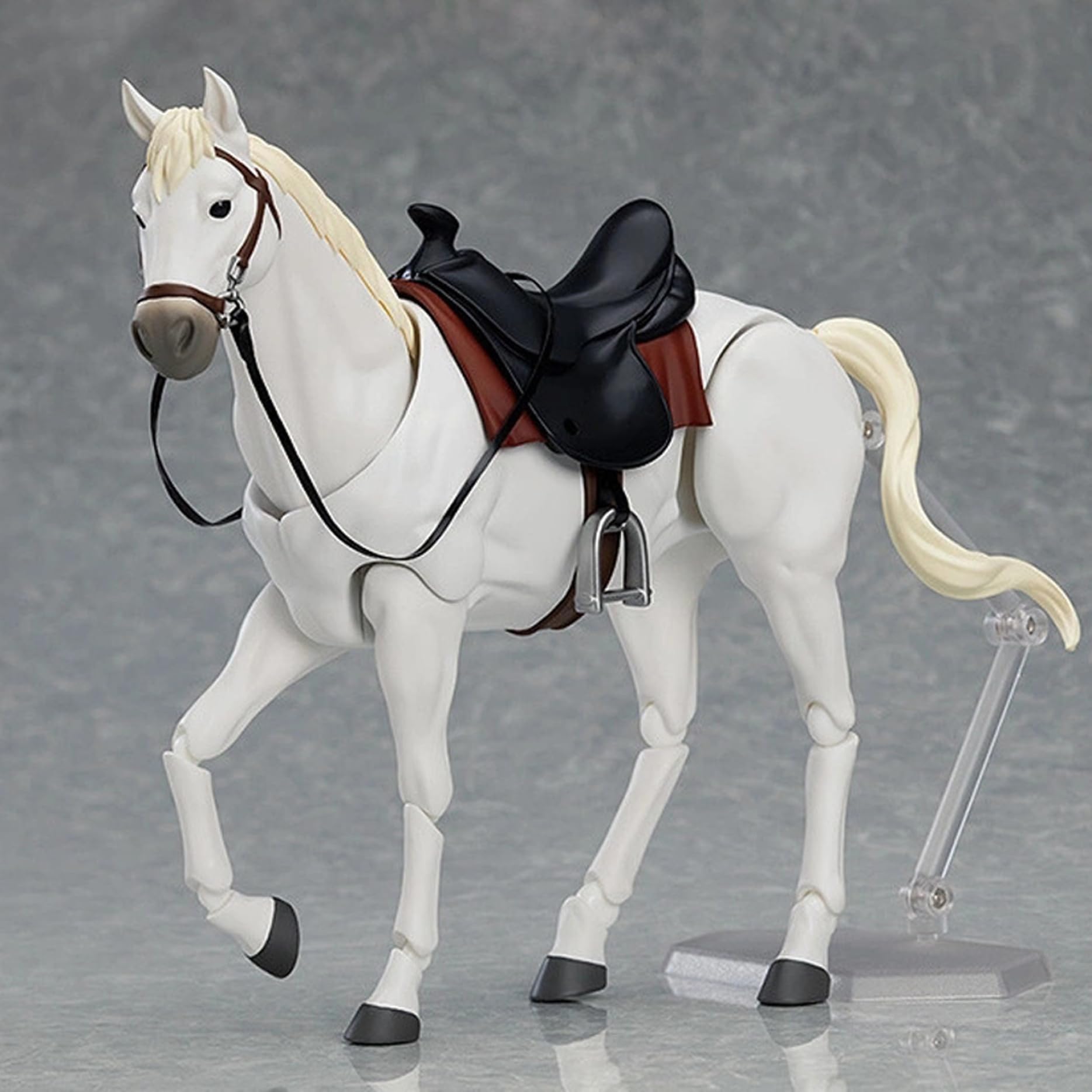 Statuette di Cavalli con Sella, Cavezza e Corda di Piombo 8x5 Statua di Cavallo snodabile con snodo Mobile Giocattolo Realistico e Fai-da-Te per Appassionati, Bianco