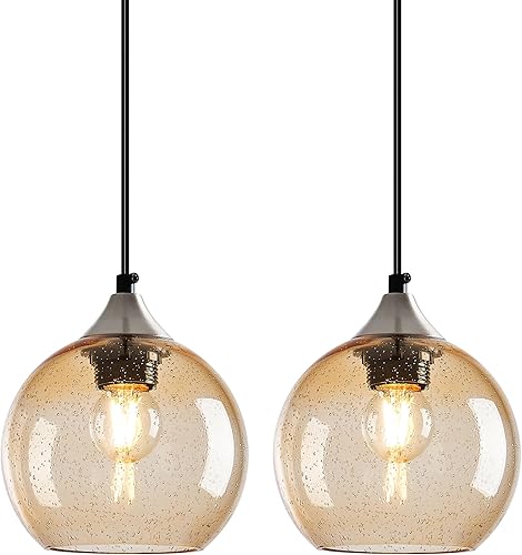 Miniatura 36 de Luces Colgantes de Vidrio Gris Claro Iluminación de Isla de Cocina Luminarias de Luz Colgante Globo Iluminación Colgante Moderna para Dormitorio