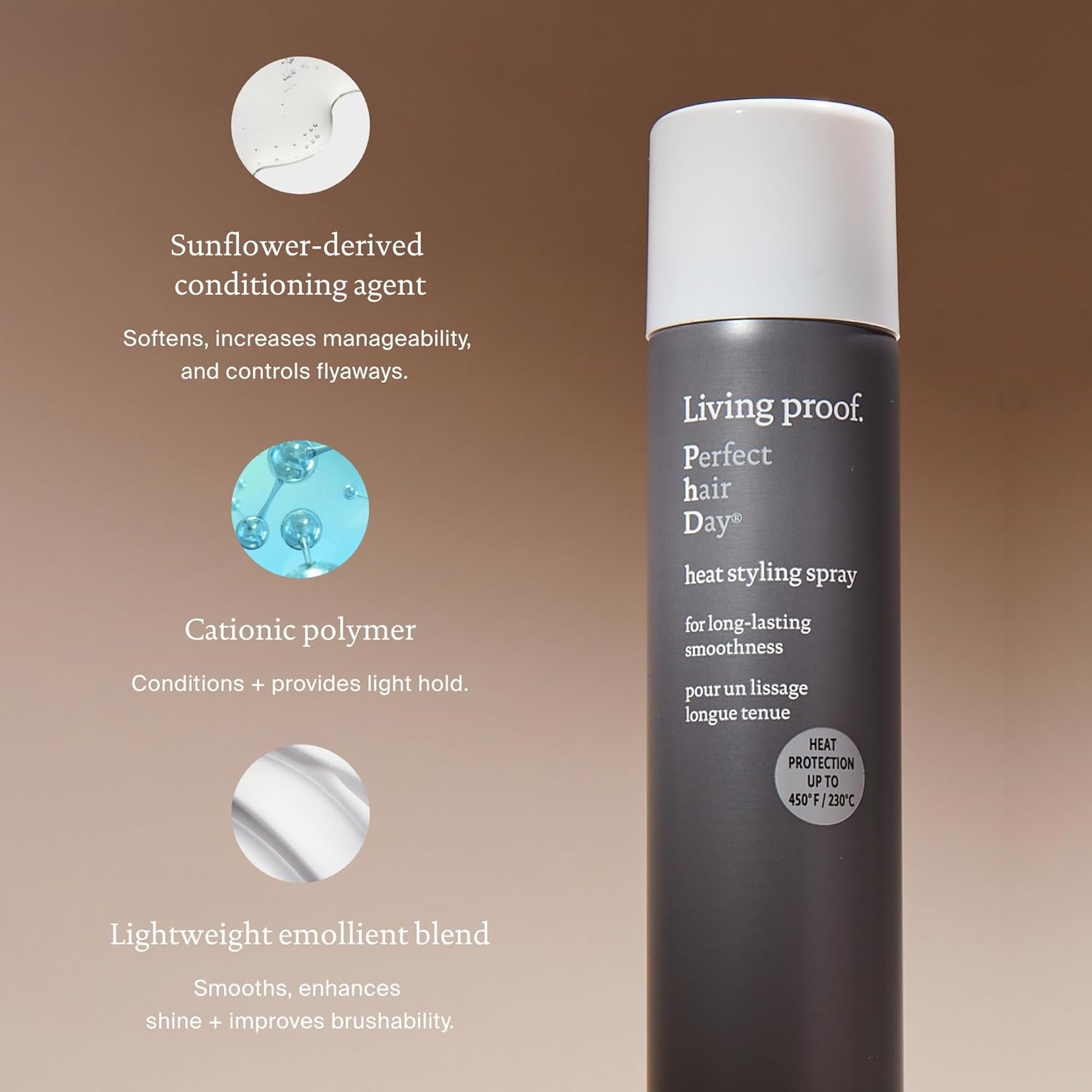 Living Proof Perfect Hair Day Heat Styling Spray – Smoothness for 48 Hours, Heat Protection up to 450°F, Ultra-Fine Mist for Damp or Dry Hair