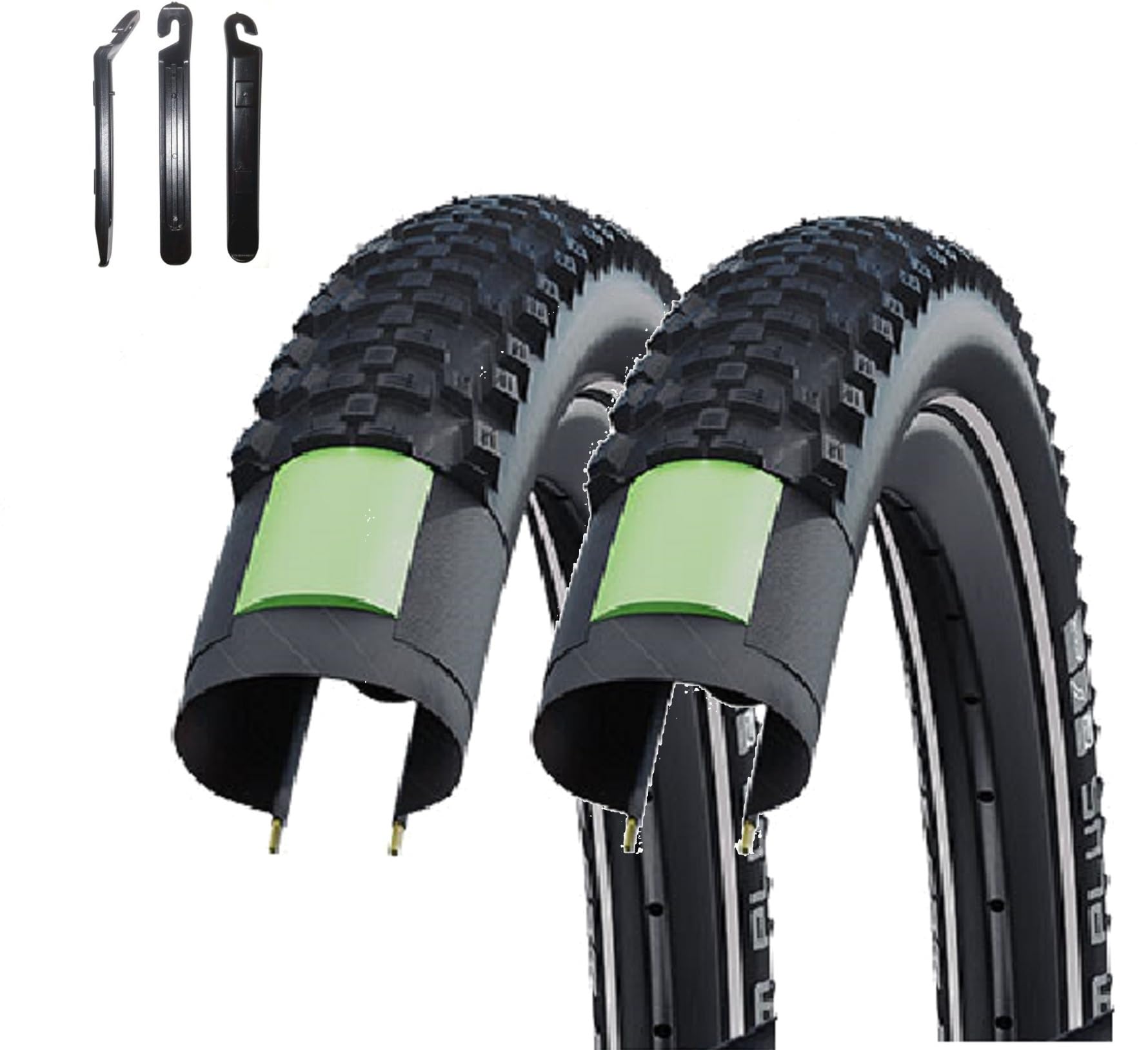 2 x Schwalbe SMART SAM Plus Performance Fahrradreifen DD GreenGuard Pannenschutz E-25 60-406 (20,0 x 2,35") inkl. Reifenheber
