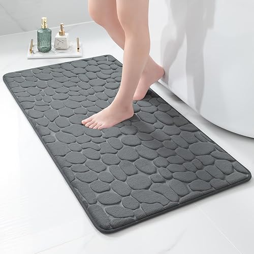 Miniatura 9 de YIHOUSE Alfombra de espuma viscoelástica, tapetes de baño de adoquines, súper absorbentes de agua, lavables a máquina, para pasillo, dormitorio,