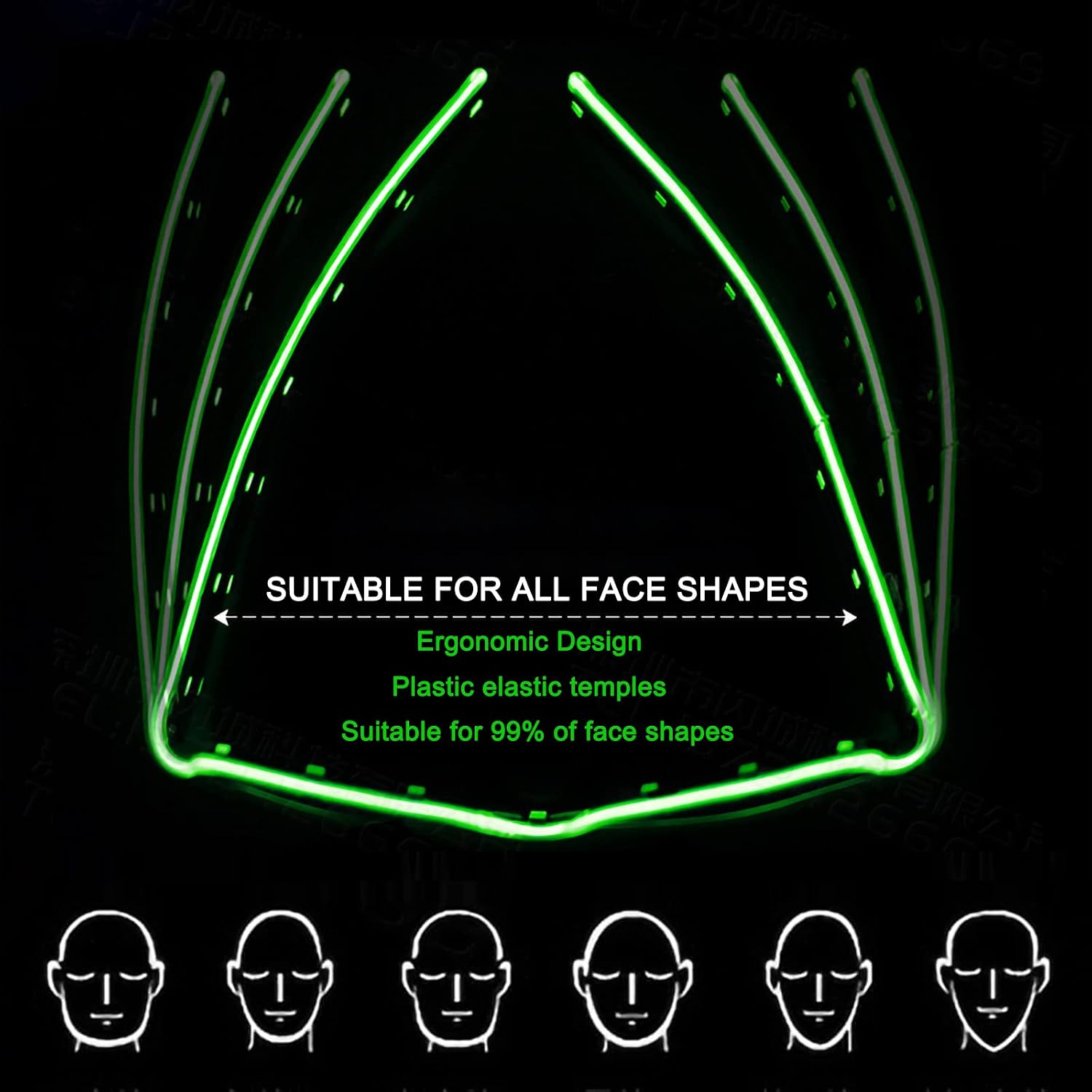 LED Glasses, Light up Glasses, 4-Speed Adjustment Luminous Sunglasses for Cosplay, Halloween, Bar Club Party