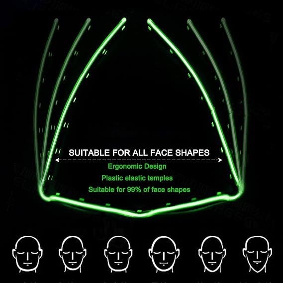 LED Glasses, Light up Glasses, 4-Speed Adjustment Luminous Sunglasses for Cosplay, Halloween, Bar Club Party
