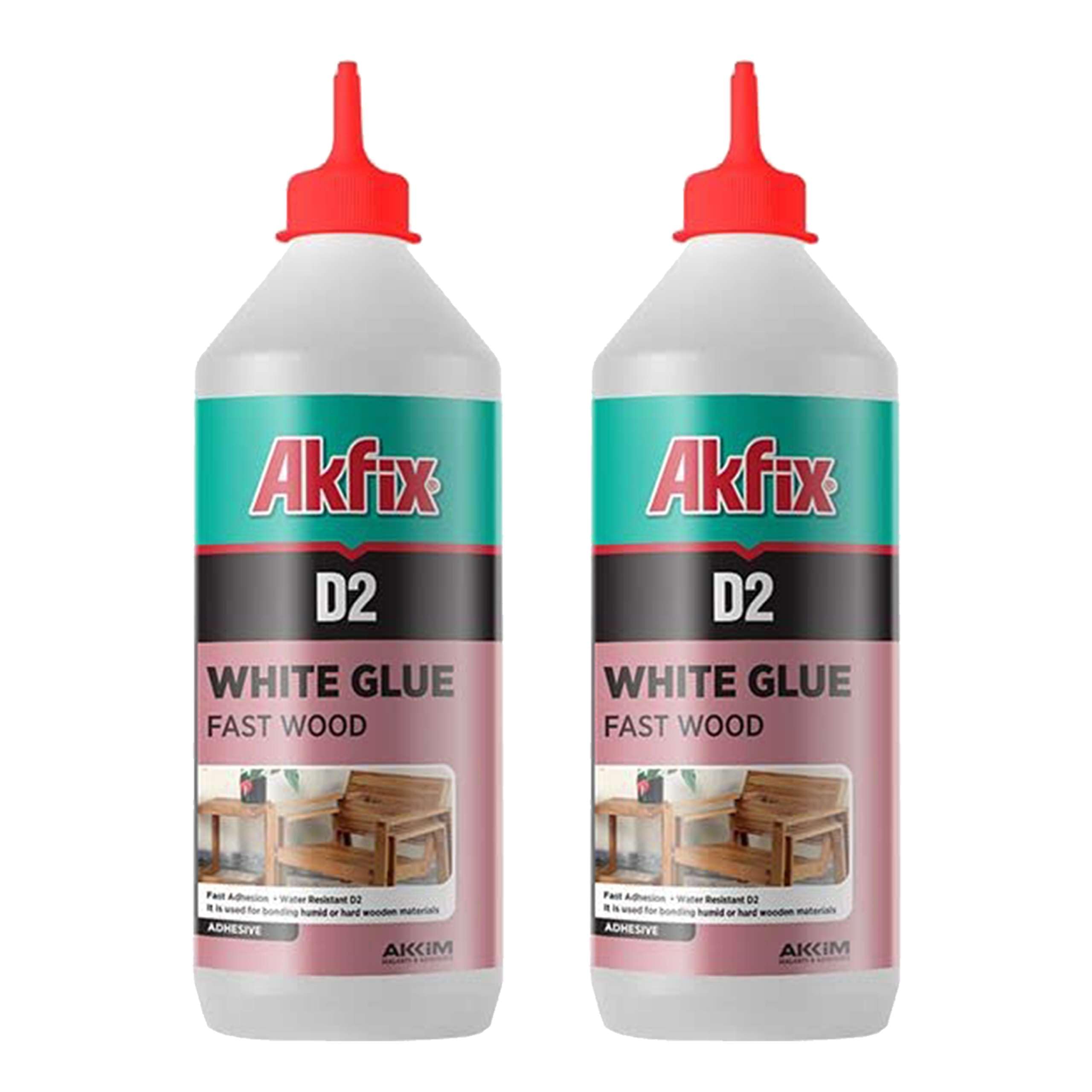 AkfixD2 White Glue (2x17.6 fl.oz)- Non-Toxic, Odorless, Water Resistant Strong Adhesive, Wood Glue for Woodworking, Furniture, Crafts, Floor Repair, Carpenter Glue Interior Use | 17.6 fl.oz. 2 Pack