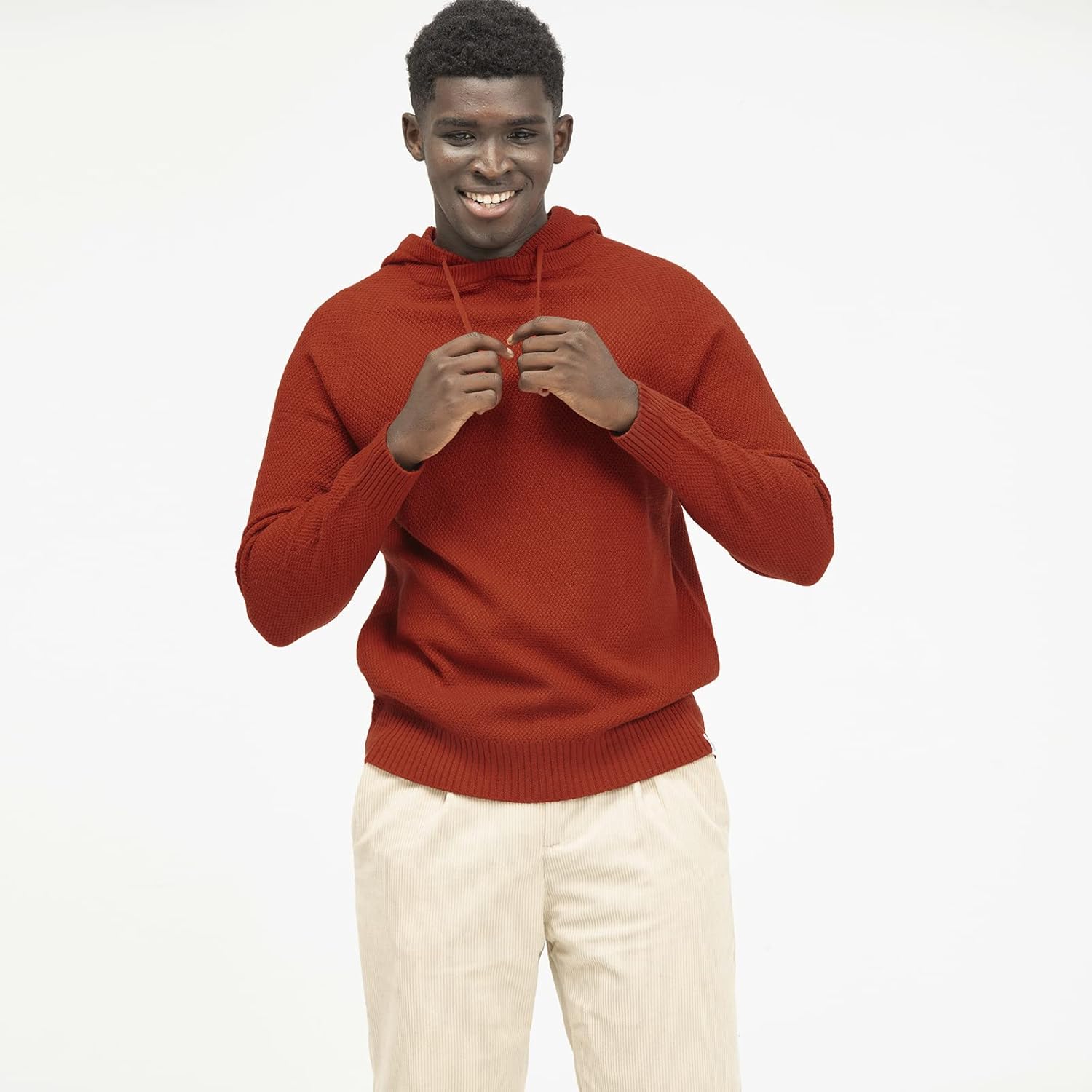 Men's Polyana Cashmere Crewneck Pullover Hoodie Sweater Pique Knit with Long Sleeve - Image 6