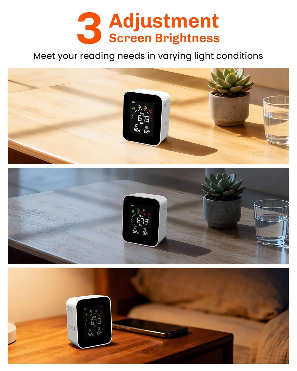 Air Quality Monitor Indoor for CO2, Temp, Humidity, YOWEXA 400-10,000 PPM Carbon Dioxide Detector with NDIR CO2 Sensor & Color Screen, 3 Adjustable Backlight CO2 Monitor for Home/Office/Car/Plant